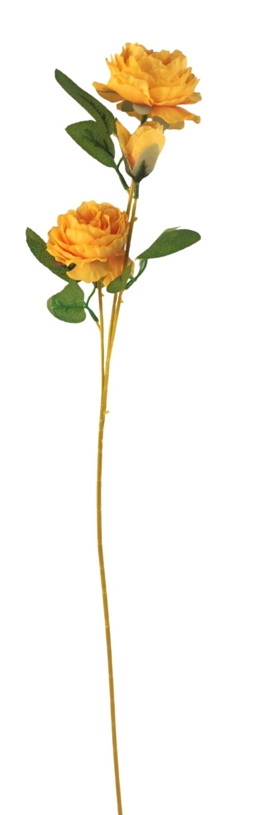 Set of 3 Golden Yellow Rose Stems Faux Roses Artificial Flowers Farmhouse Cottag
