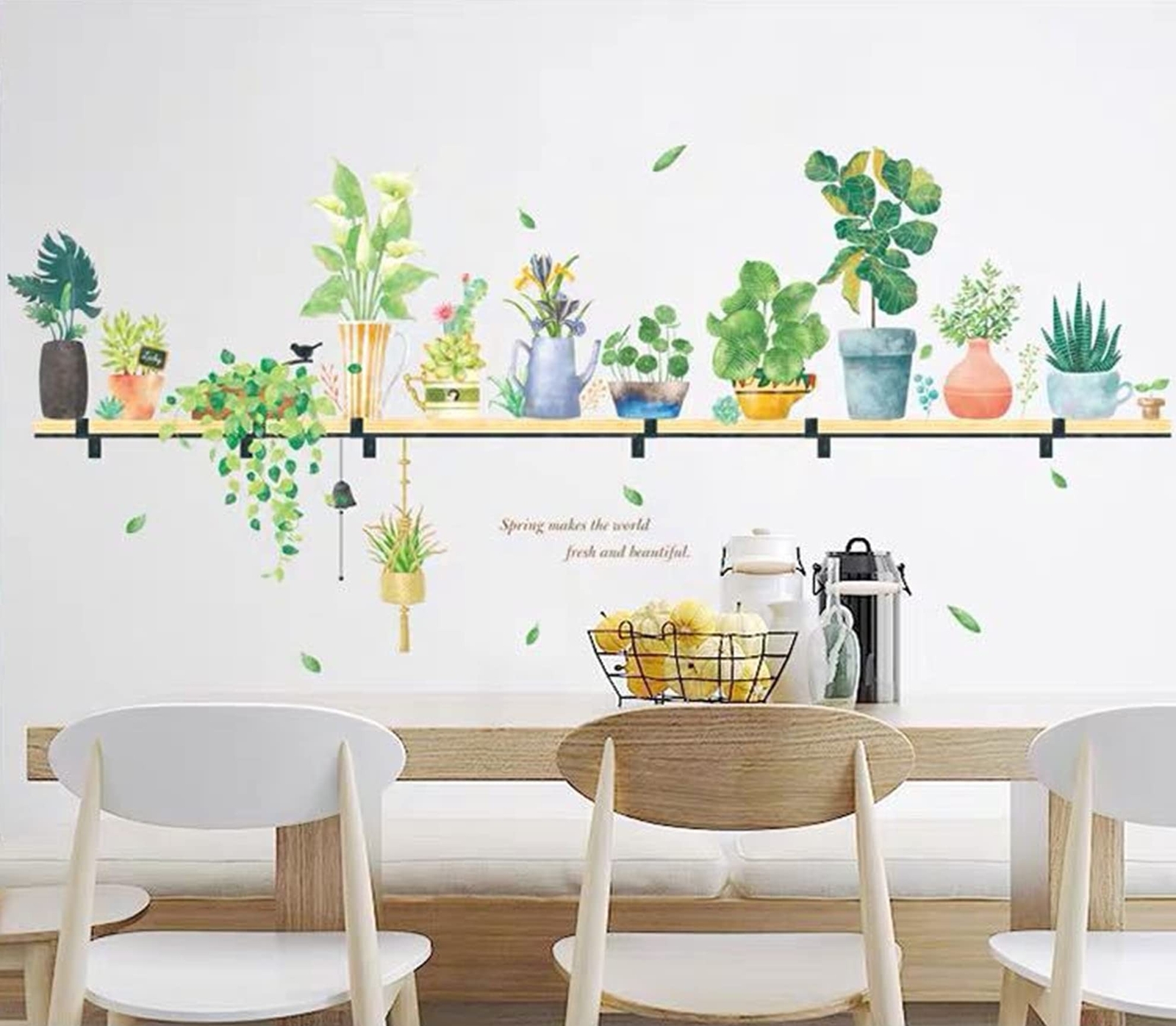 ROFARSO 42.9” x 40.2” Shelves Nature Green Potted Tropical Plants Leaves PV…