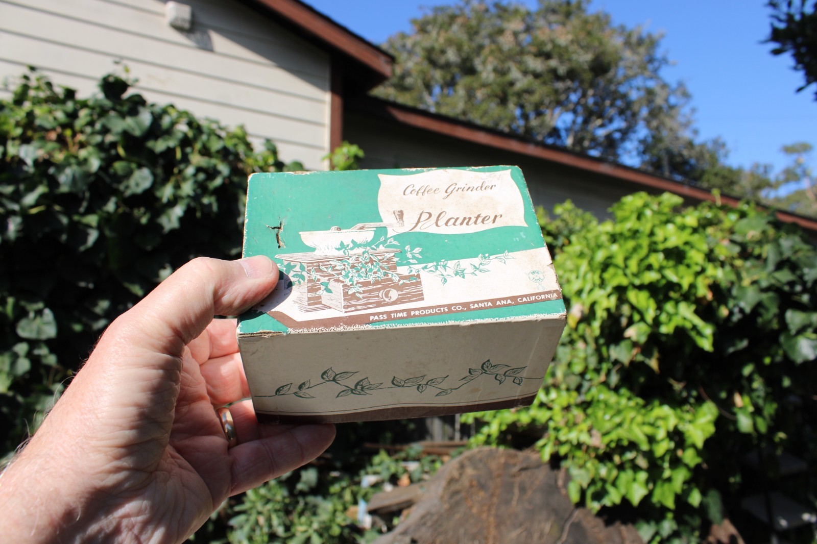 Vintage Coffee Grinder Planter Box Pass Time Products-New