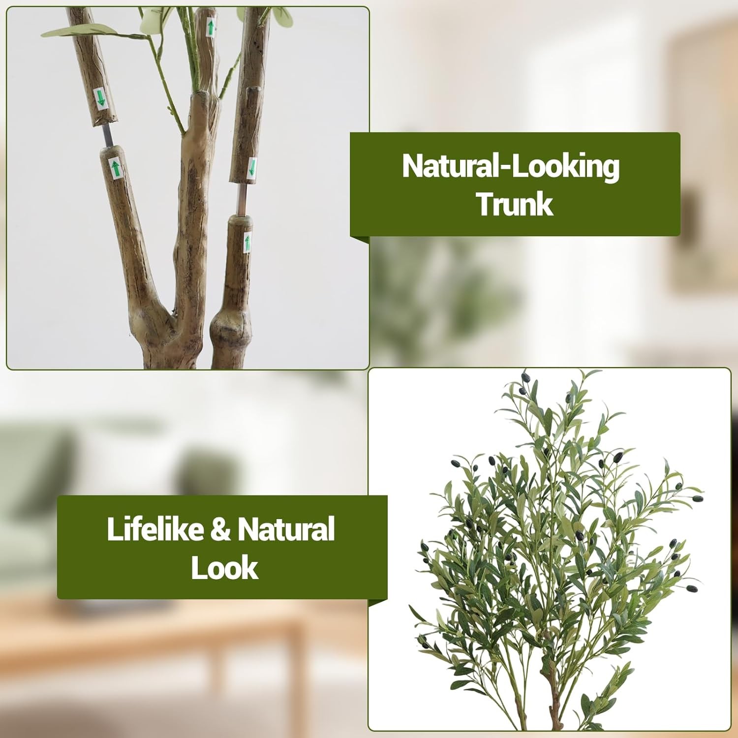 Artificial Olive Tree 5/6/7FT Tall Fake Plants with White Pot for Home Office