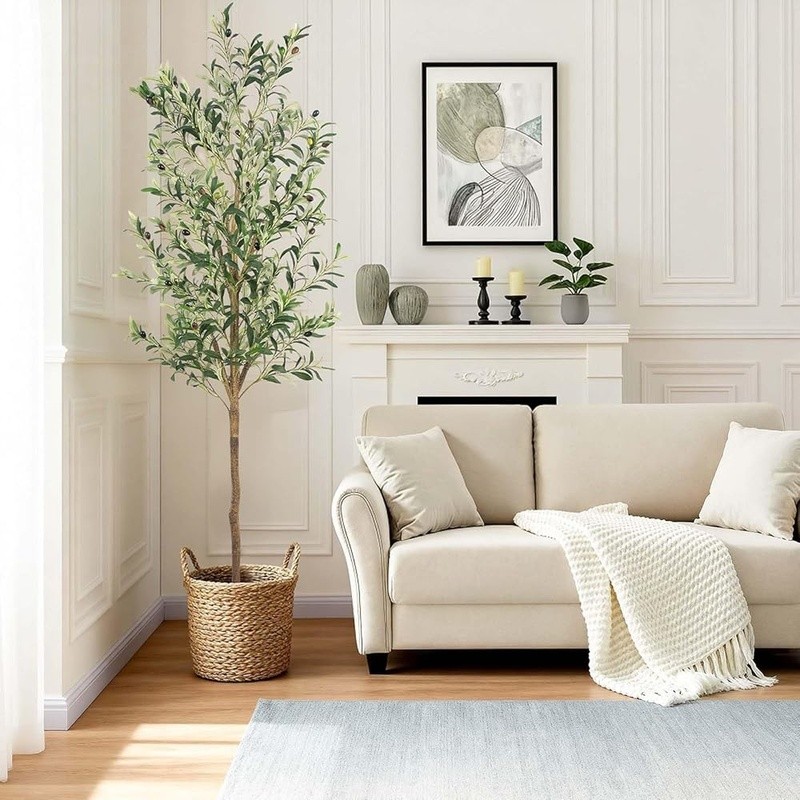 Faux Olive Tree Lifelike Greenery Indoor Outdoor Decor W/ Free Artificial Moss