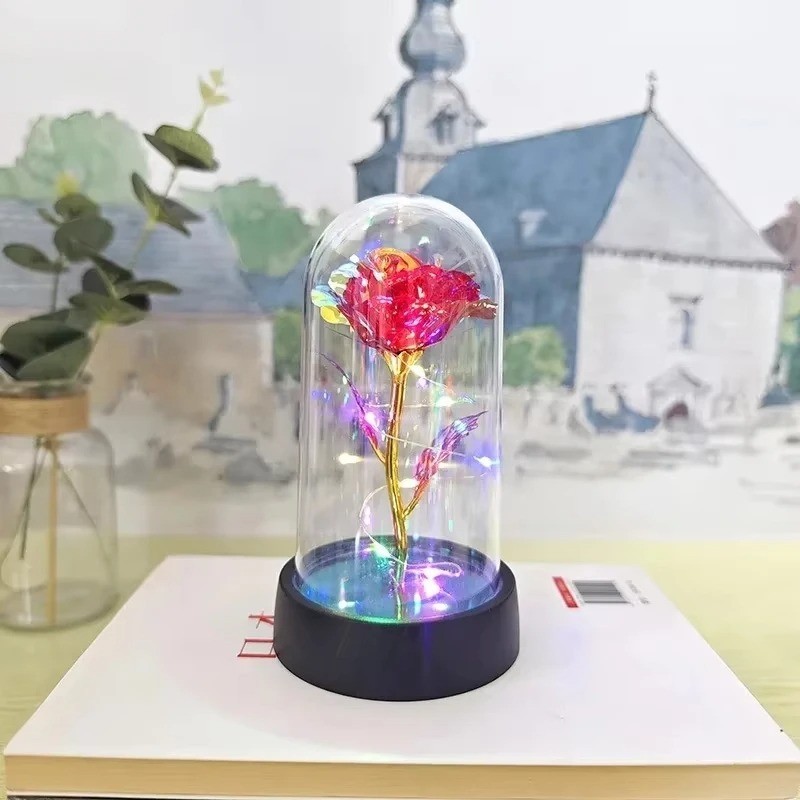 Brand New – Crystal Galaxy Enchanted LED Glass Forever Rose Home Decoration Gift
