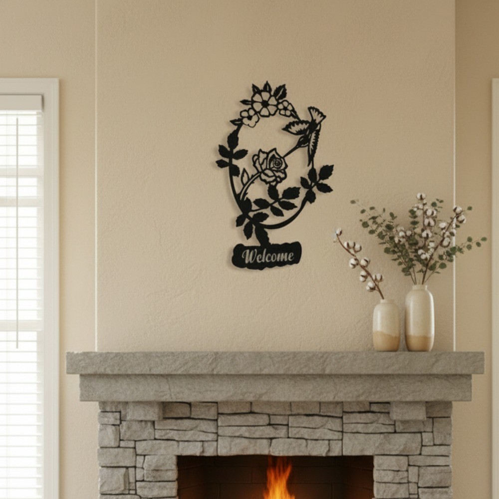 Farmhouse Floral Bird Welcome Wall Art Print Spring Decor Housewarming Gift