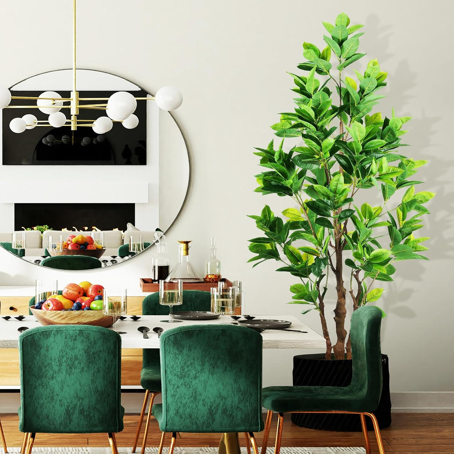 7.2Ft Faux Rubber Tree with Pot – Perfect Indoor/Outdoor Decor for Home & Office