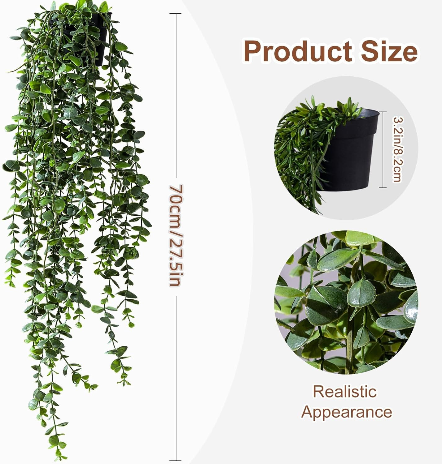 Artificial Hanging Plant 2 Pcs Faux Plant Ivy Vine Faux Eucalyptus Vines Fake Po