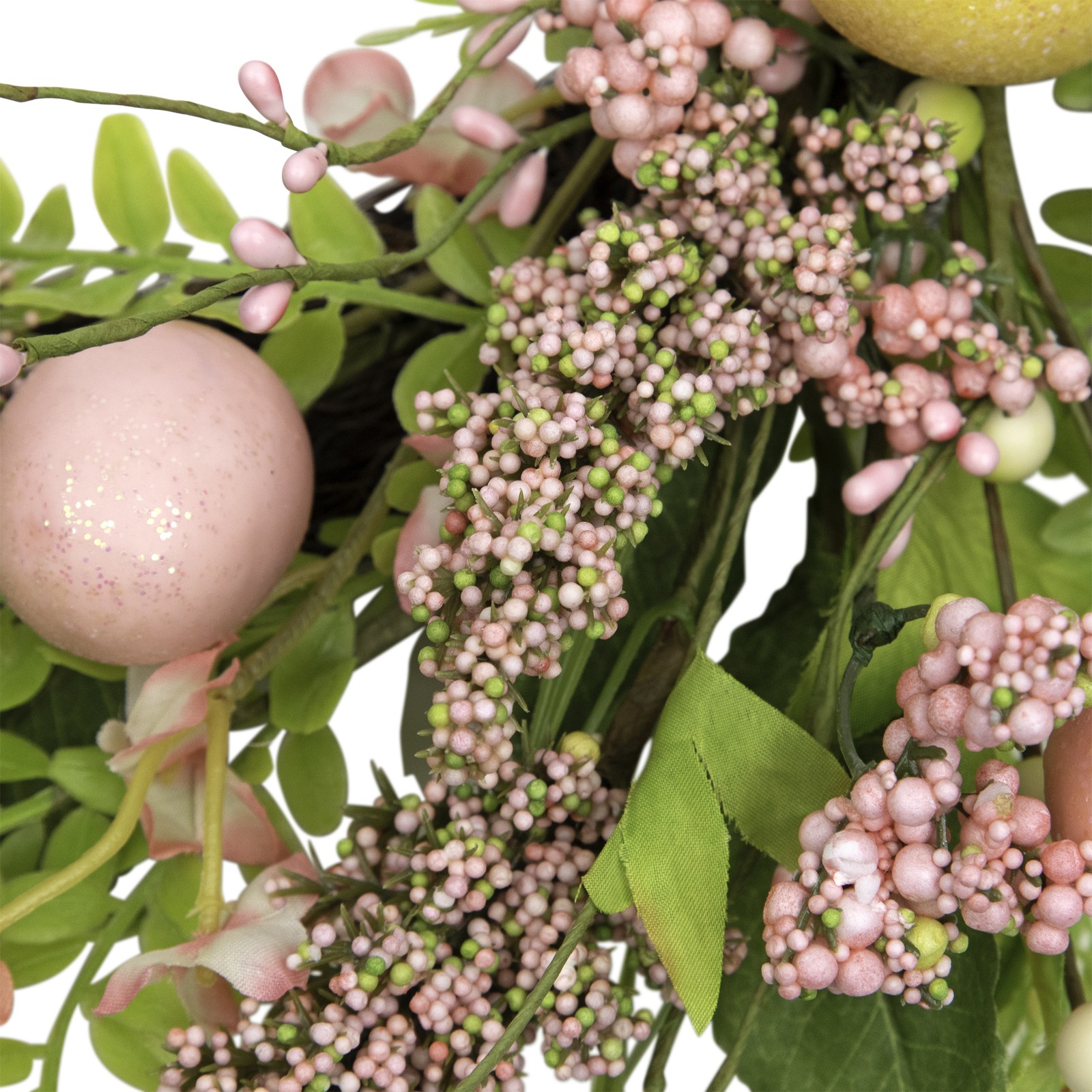 Northlight Easter Egg Berry Floral Springtime Wreath, PinkGreen 20-Inch