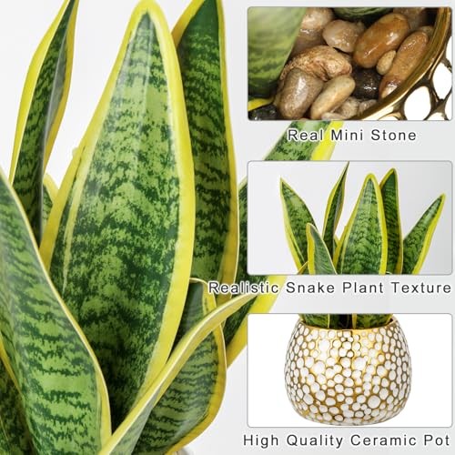 Artificial Snake Plant Potted Faux Sansevieria Trifasciata Green-13″ Style 2