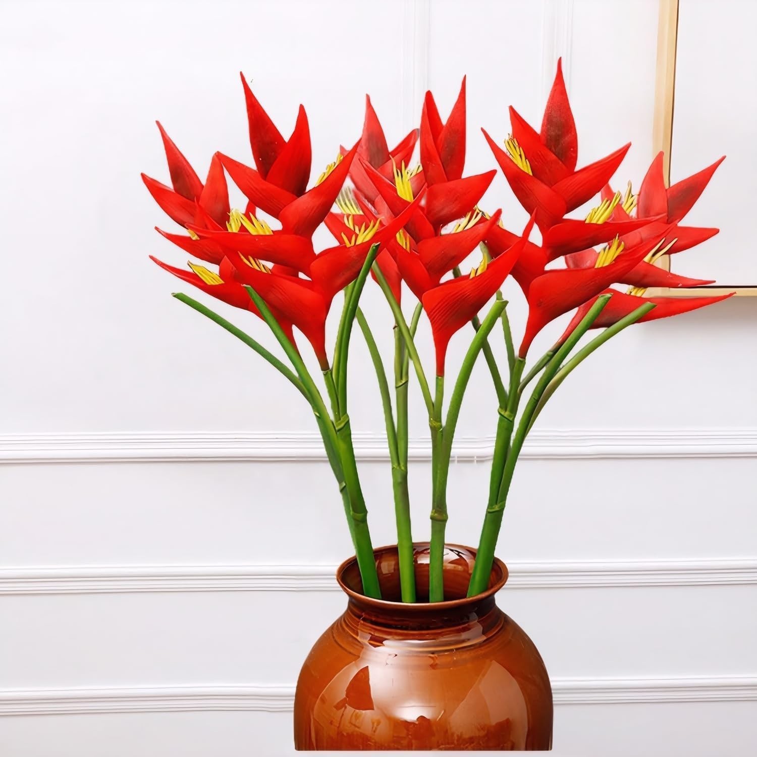 2pcs Artificial Heliconia 33.5″ Faux Bird of Paradise Fake Tropical Flowers f…