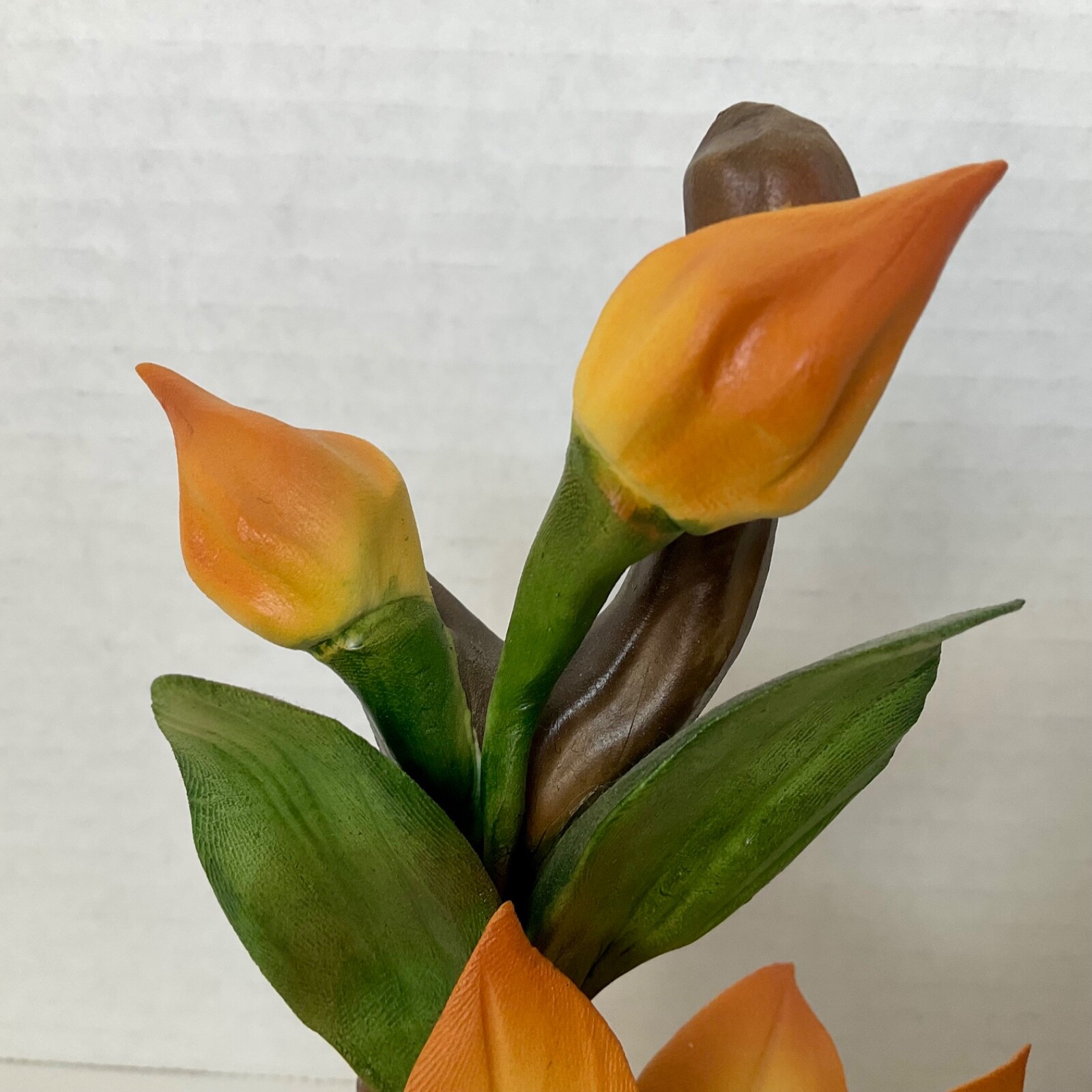 Capodimonte Orange Black Eyed Susan Floral Sculpture Made In Italy 6 3/4” VTG