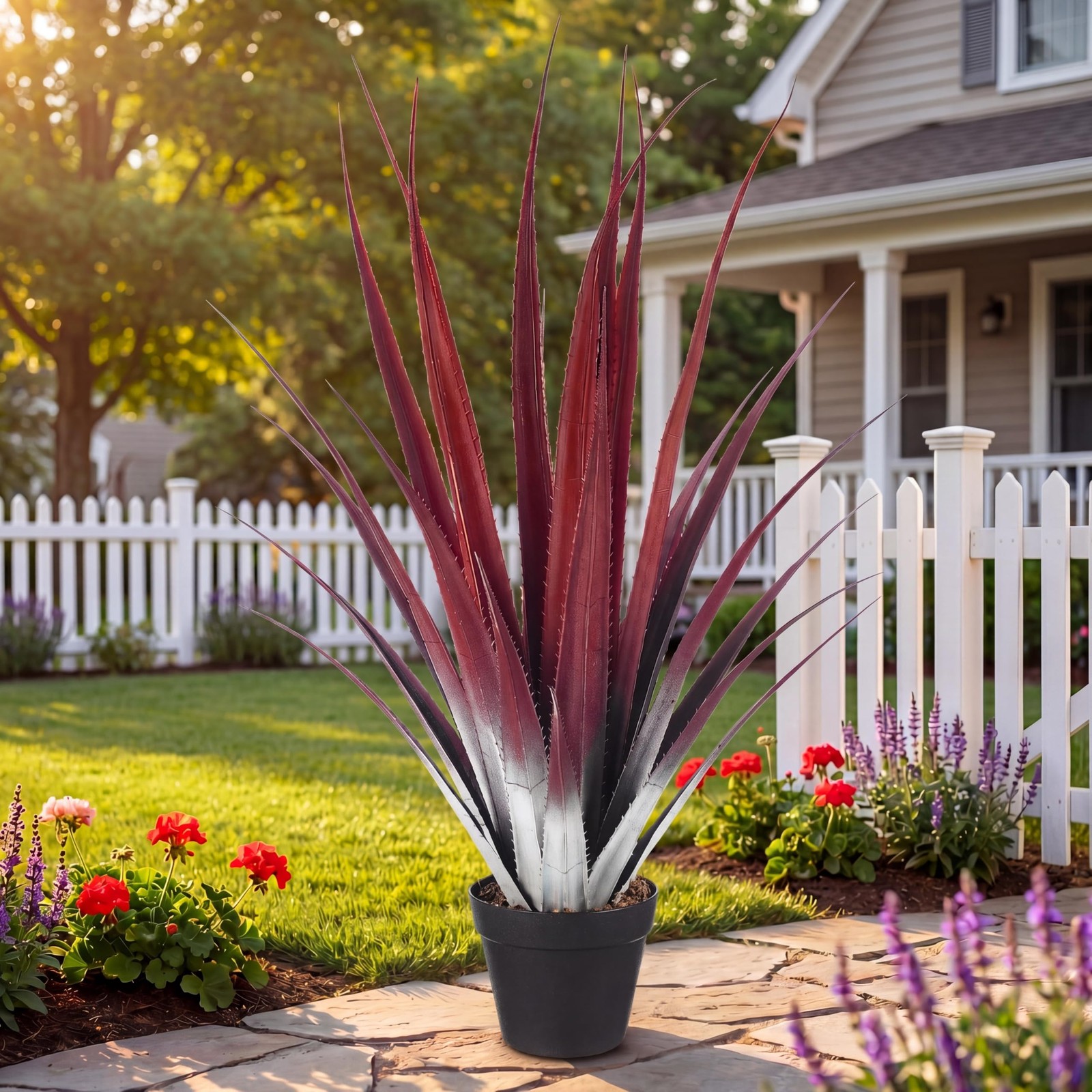 Giegxin 1 Pcs 26” Realistic Red Artificial Aloe Vera Plant Faux Agave Potted