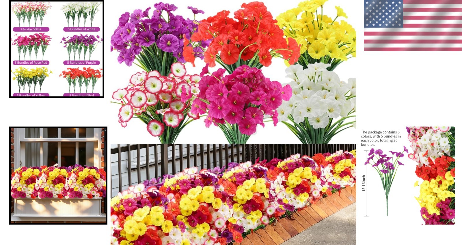 30 Bundles UV Resistant Fake Daisy Flowers Mix Colors