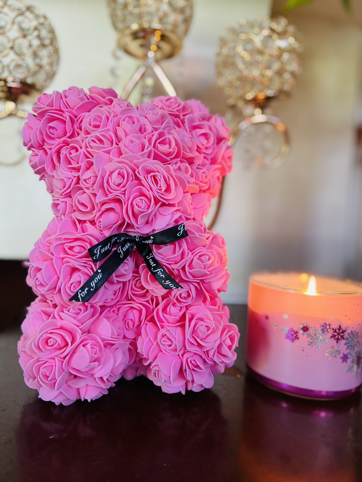 22cm ROSE BEAR FLOWER TEDDY GIFT ARTIFICIAL ROSE CHRISTMAS GIFT Anniversary Gift