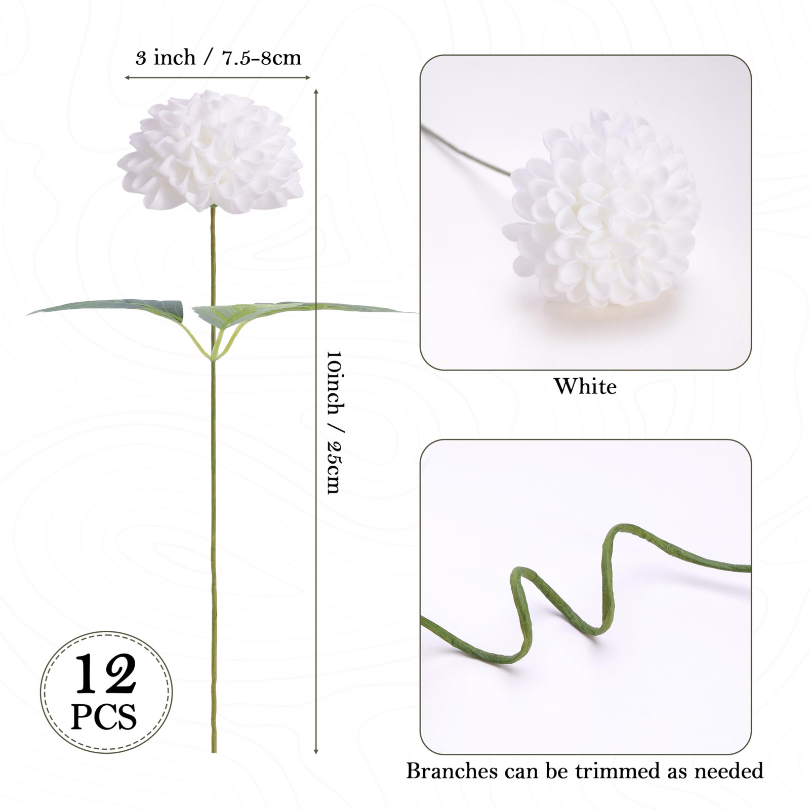 Artificial White Flowers, 12 PC White Artificial Dahlias Flower, Fake Dahlia …