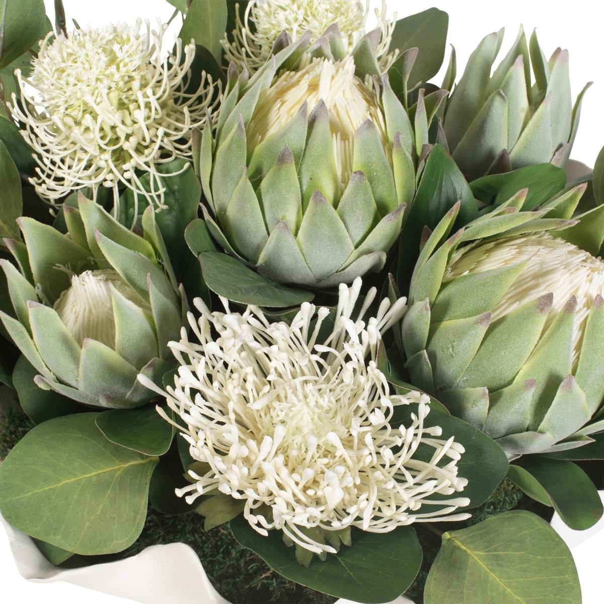 Uttermost 60256 Protea Blooms Off-White and Green Bowl Centerpiece