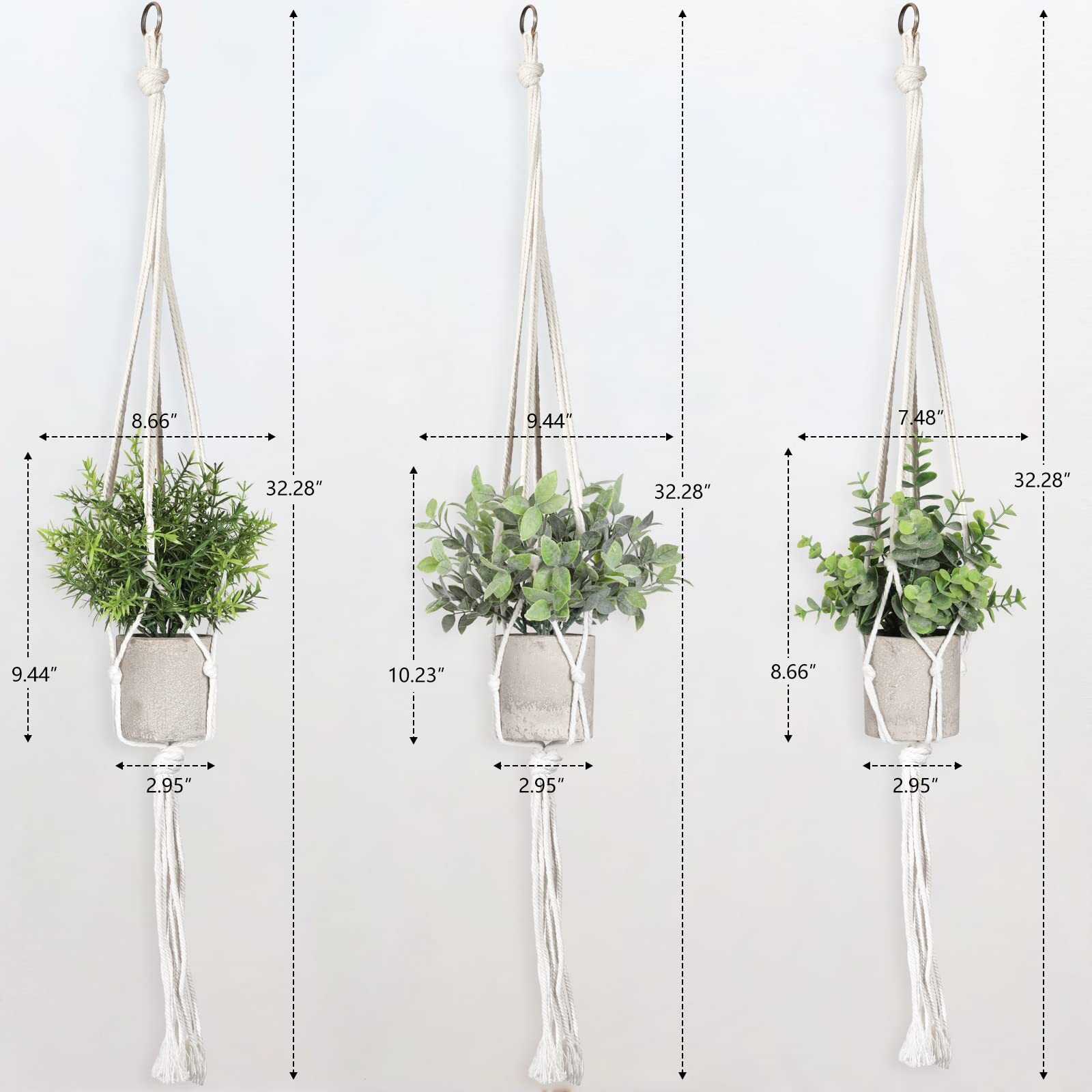 Artificial Plants 3 Pack Mini Fake Hanging With Macrame Plant Hangers Decorative