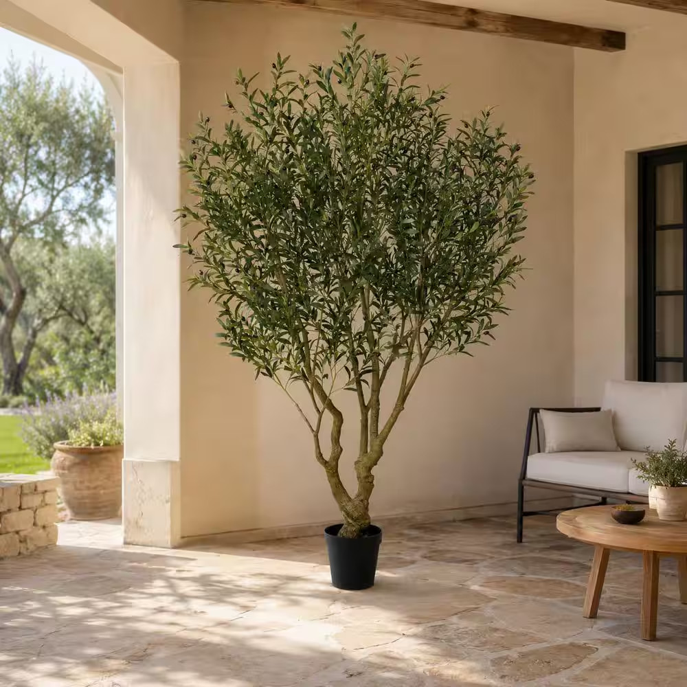 8 Ft. Artificial Olive Tree-Faux Silk Plant Fake Tree for Home Office Decor Indo