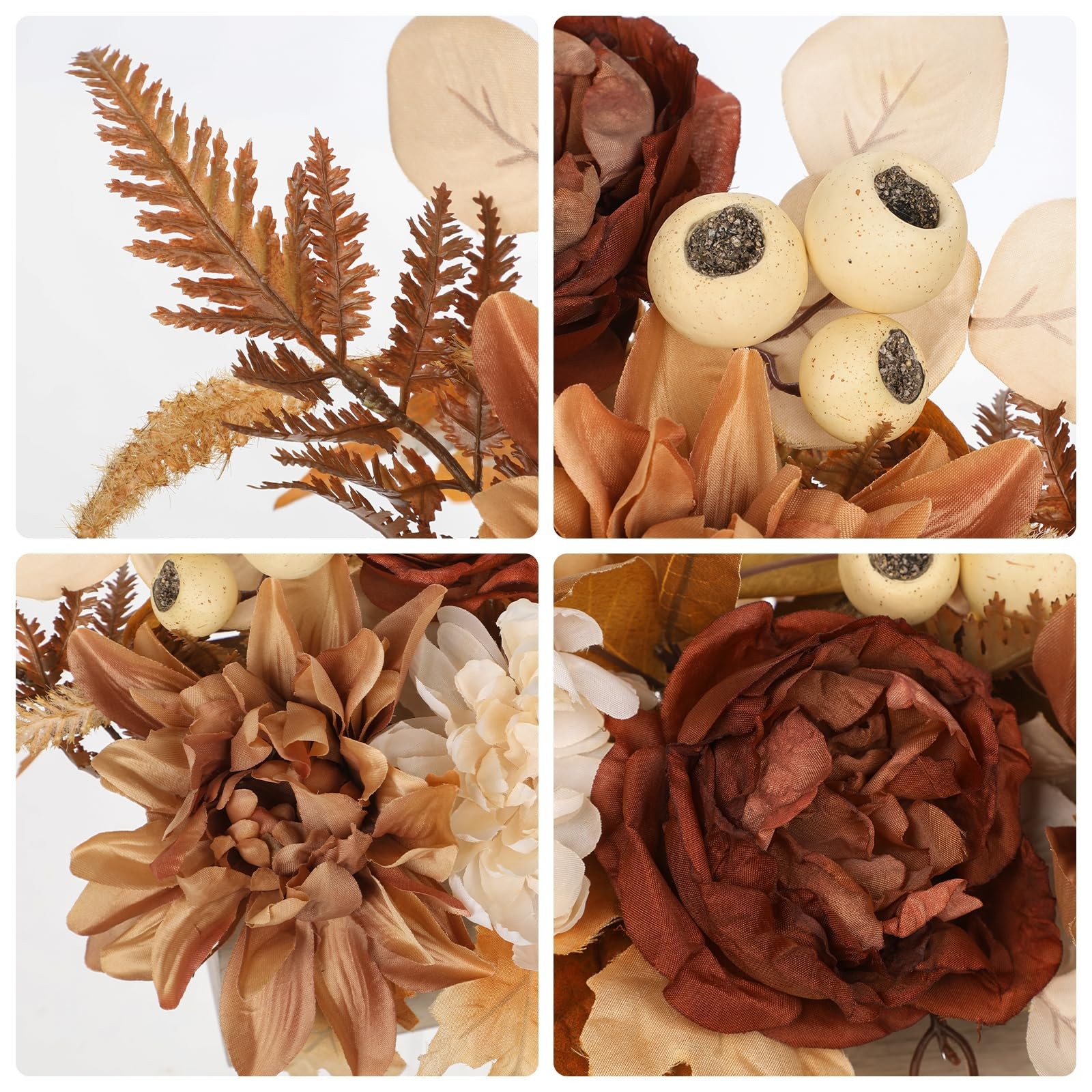 Fake Mums Artificial Flowers In Wood Planter Fall Maple Leaves Autumn Decor