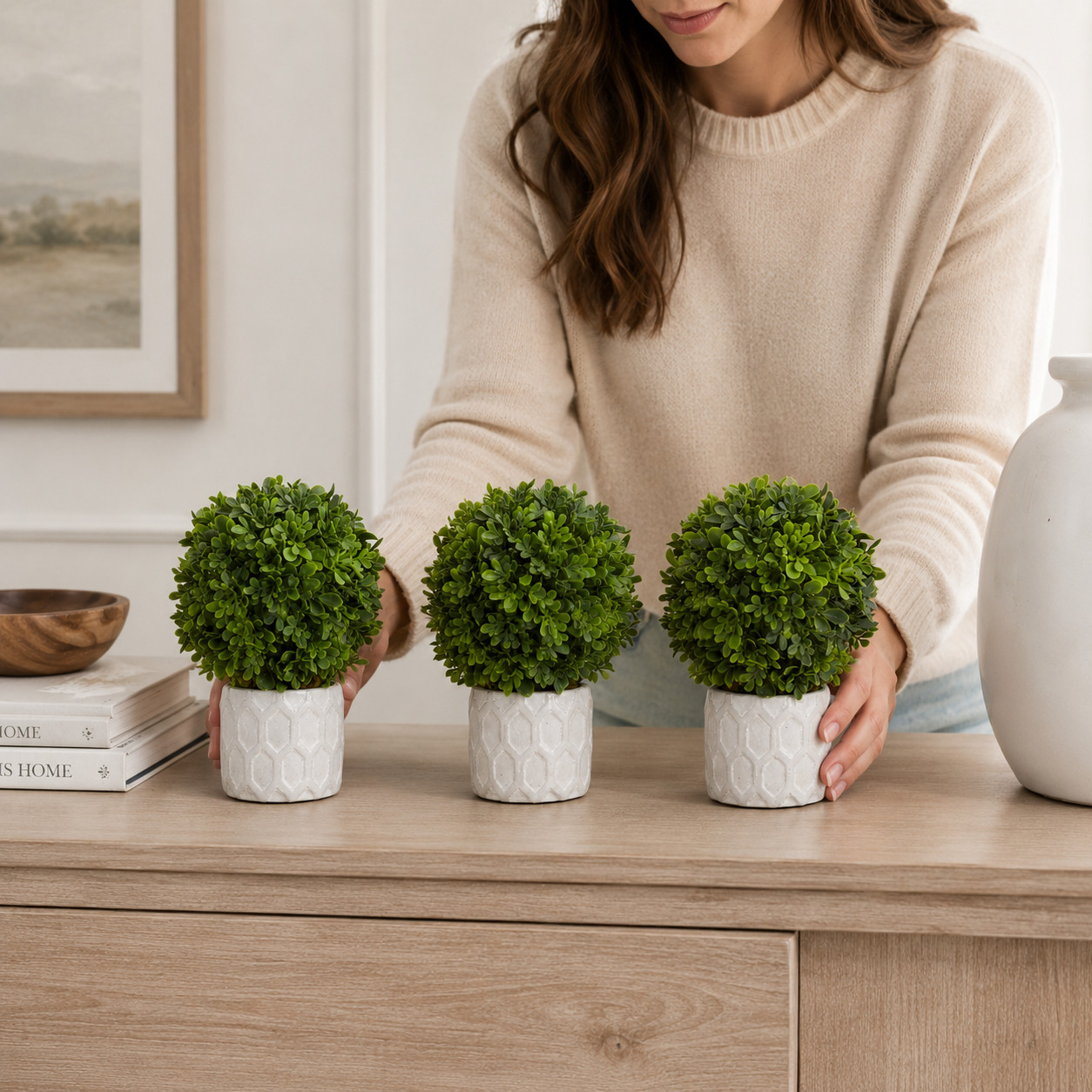 9″ Boxwood Artificial Mini Topiary (Set of 3)