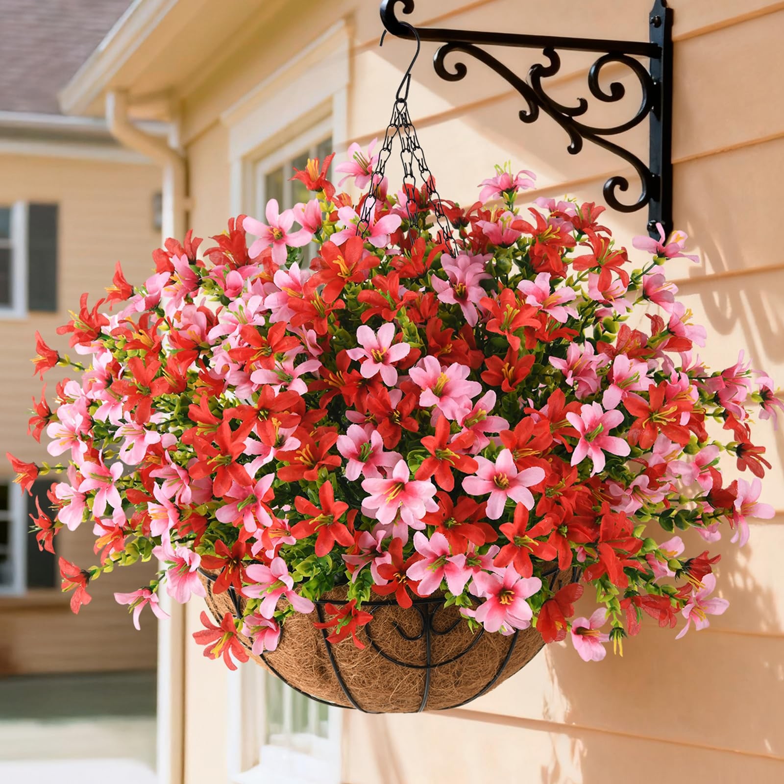 Artificial Hanging Flowers for Outdoors, 5 Bundles UV Resistant Artificial Ha…