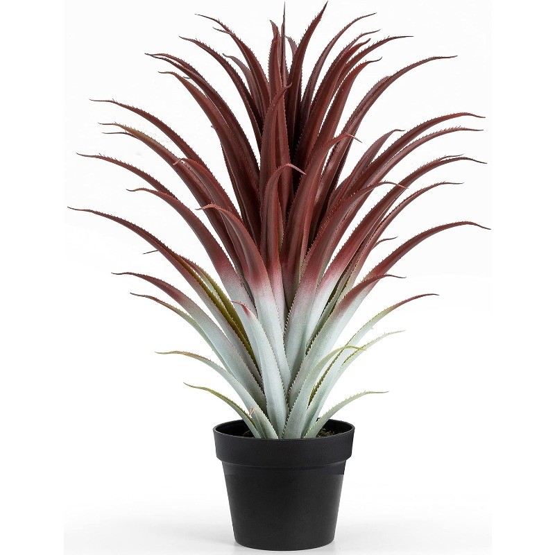 Hyper Realistic Big Red Artificial Aloe Vera Plant 26 Inches Tall. Large Faux