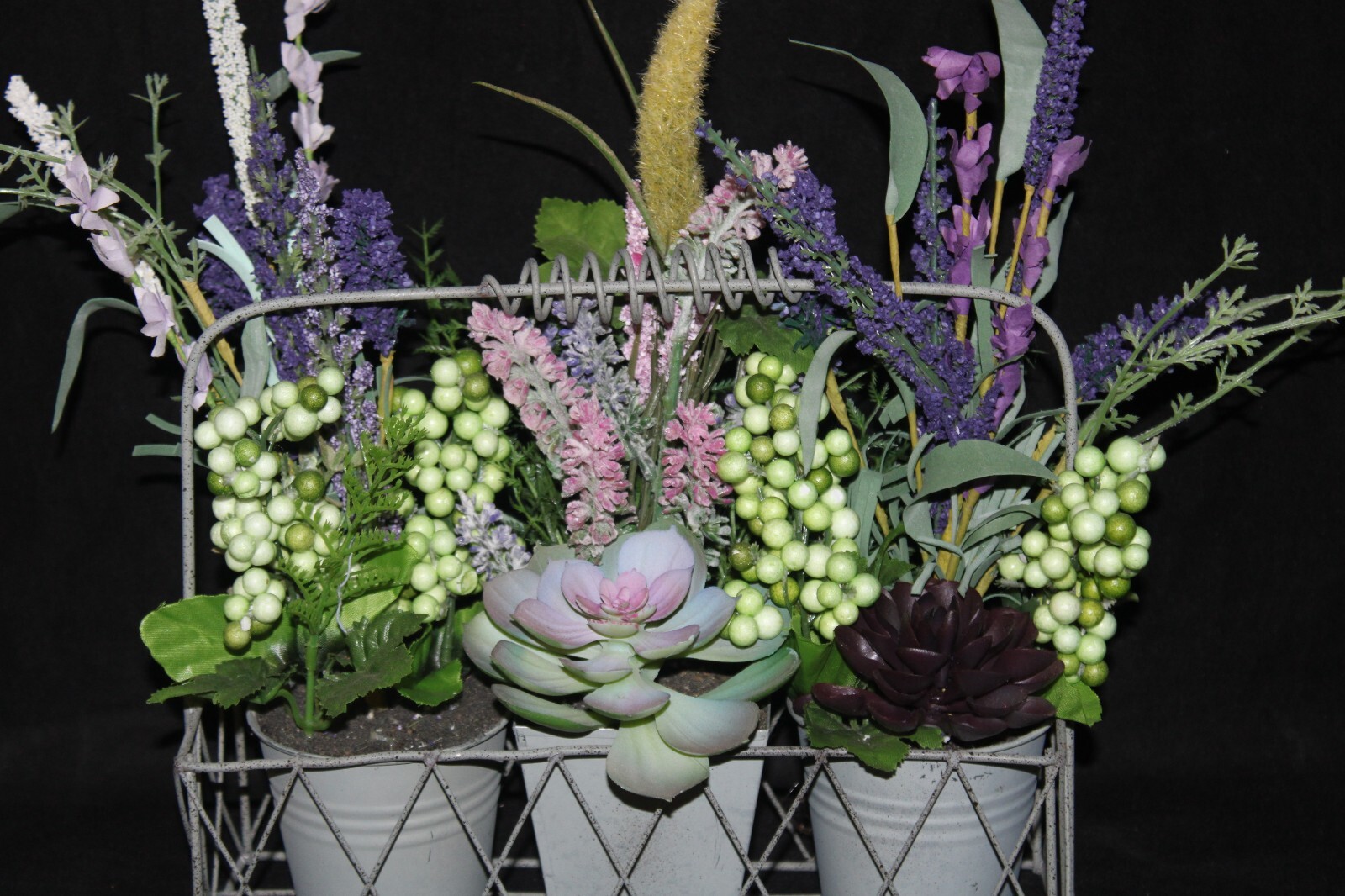 Mixed Artificial Succulent Arrangement in Metal Planter