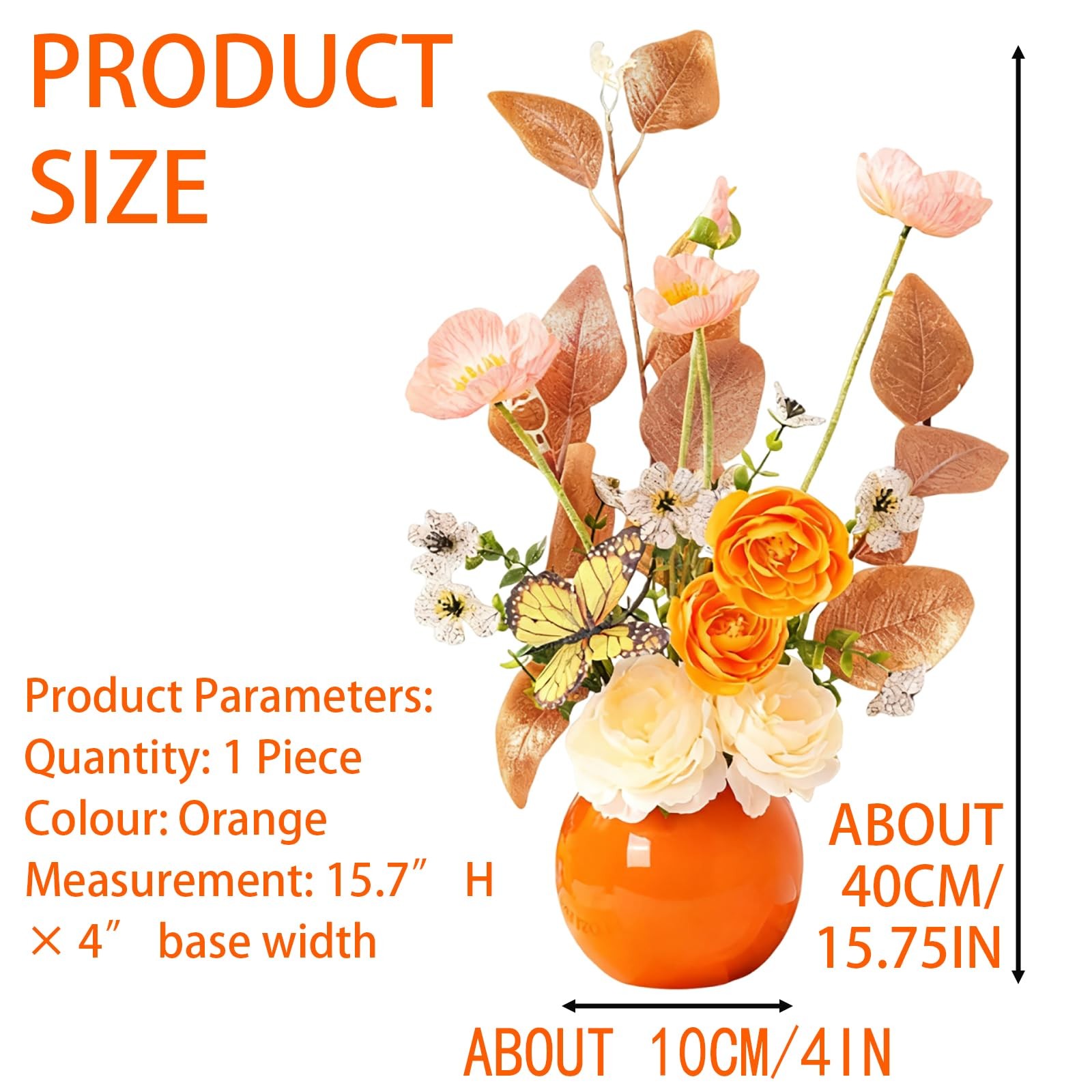 Artificial Flowers with Ceramic Vase, Fake Flowers for Home and Office Decor,…