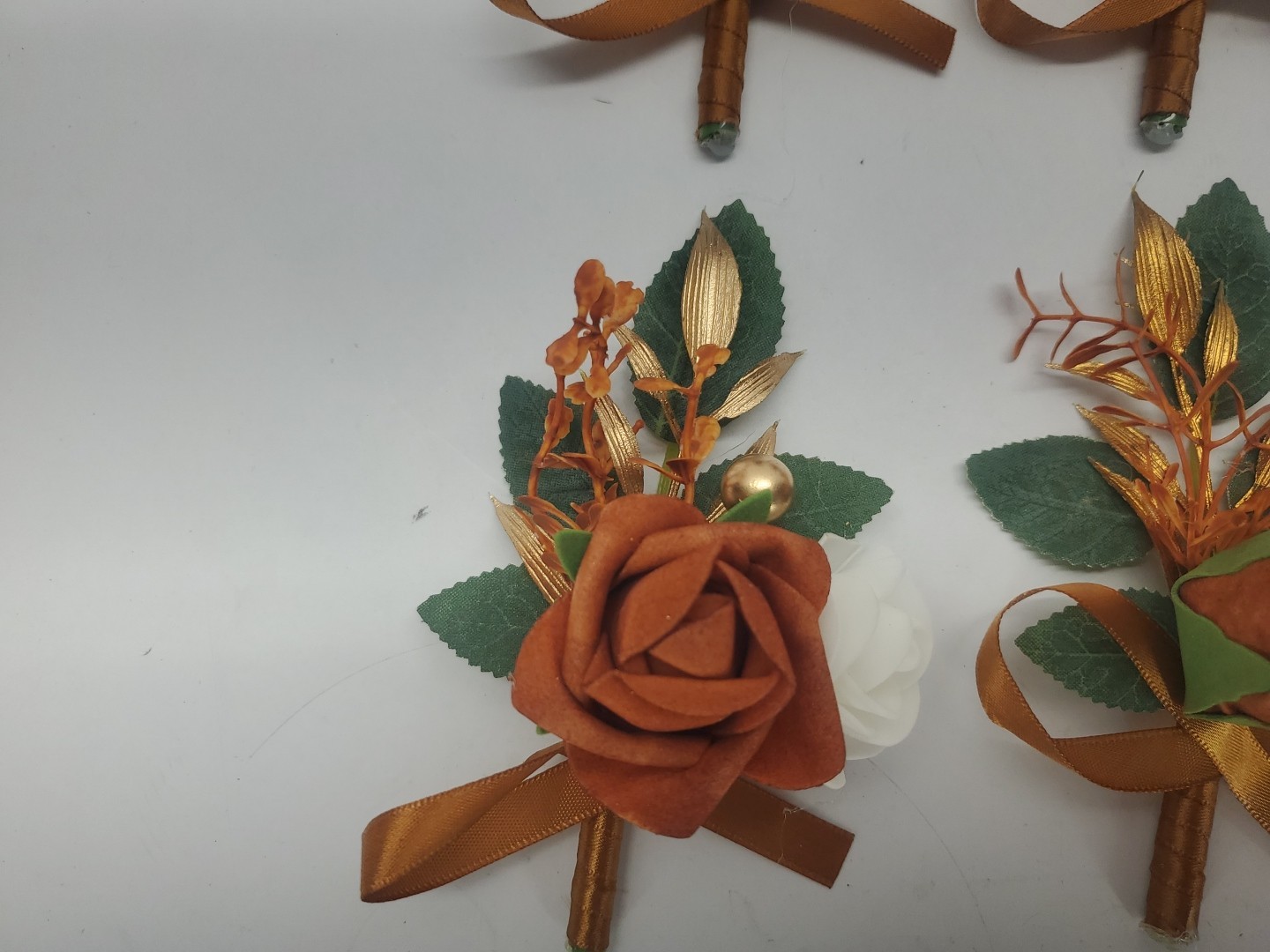 Burnt Orange Boutonniere for Men Set of 6 Wedding Prom Groom Groomsmen