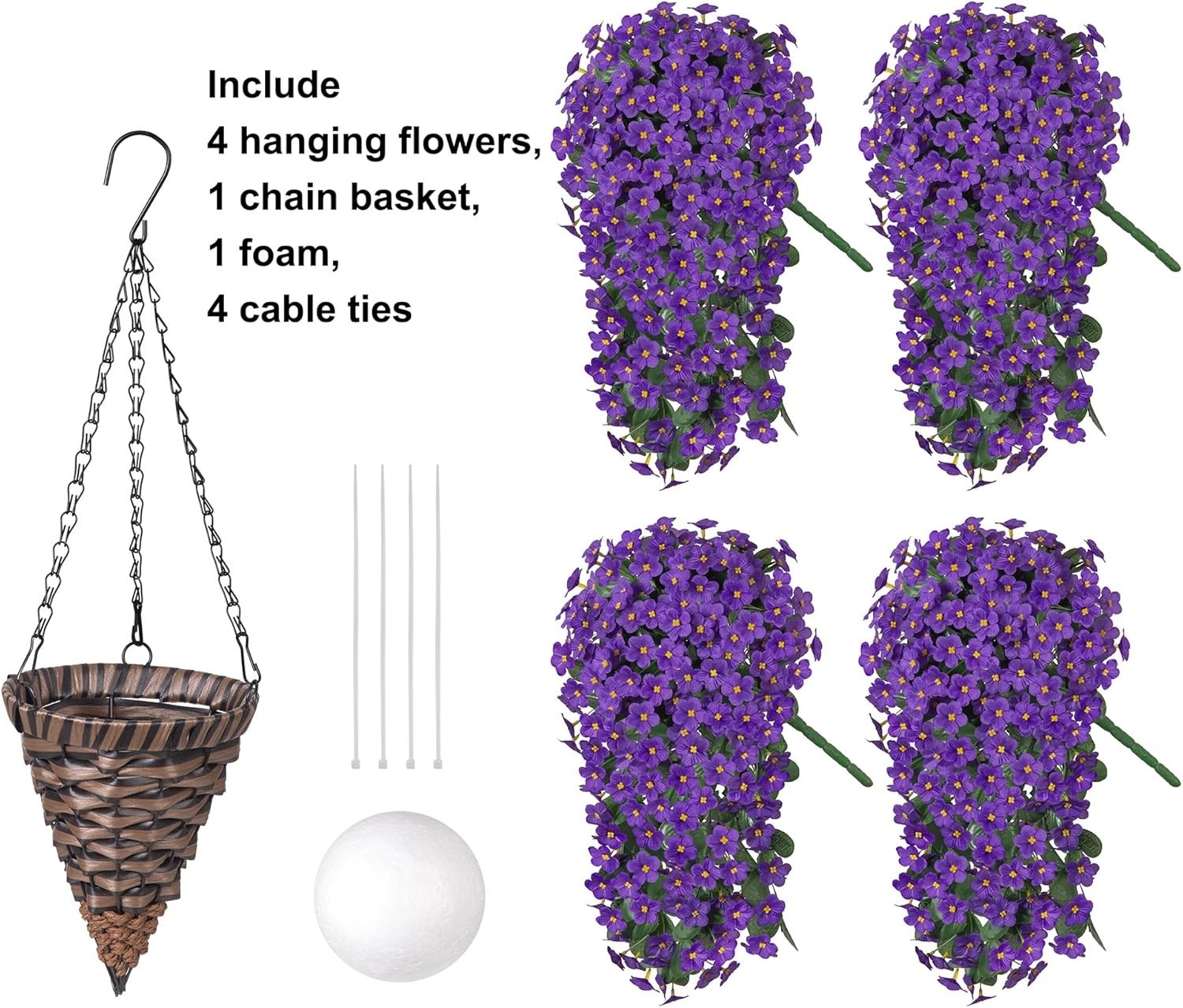 UV Resistant Purple Daisy Hanging Basket