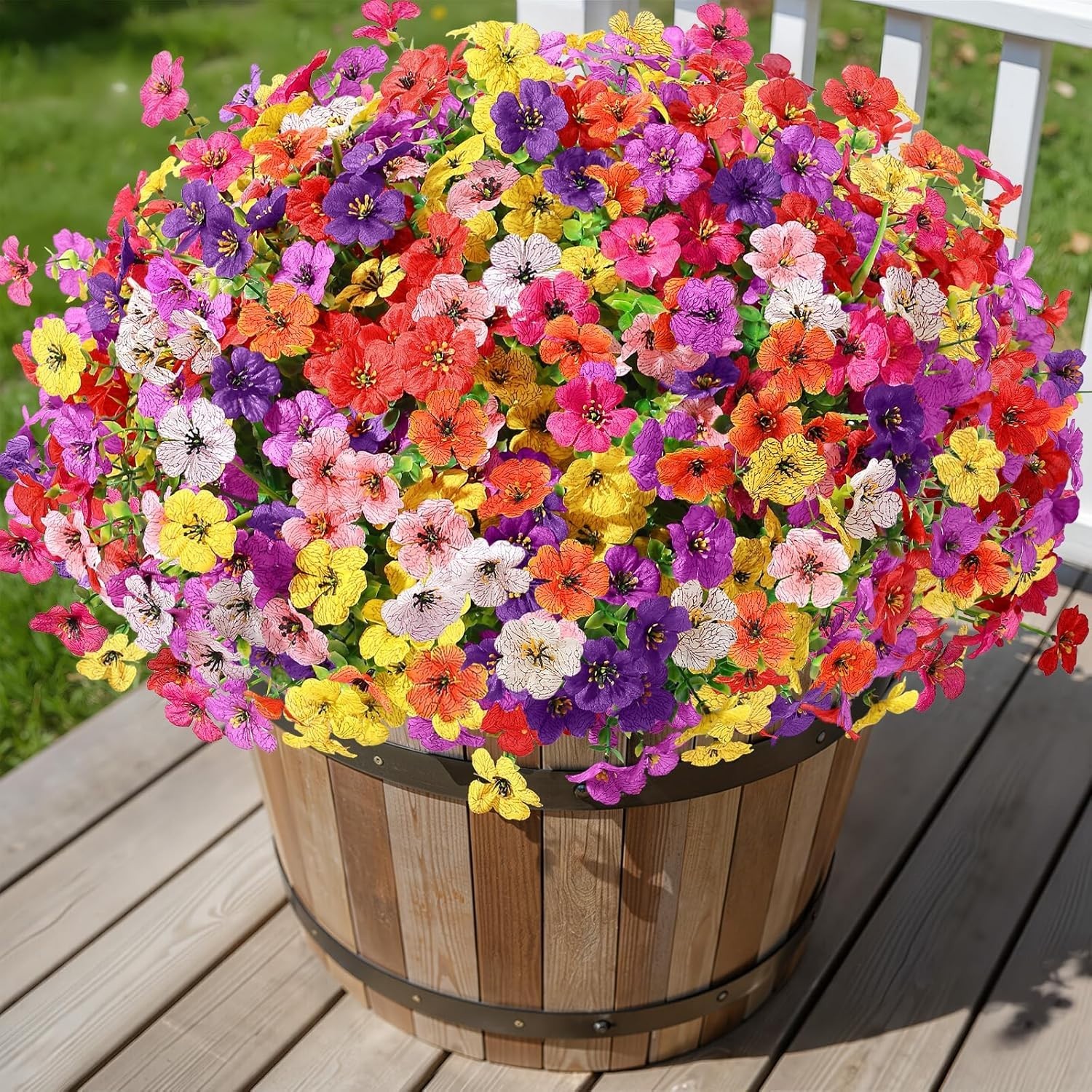 24 Bundles Artificial Flowers for Outdoors Decoration, UV Resistant Silk Faux…