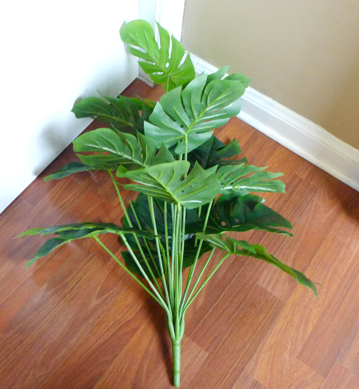 20″ H Artificial Plant Monstera Turtle Leaves Palm Fake Bush Tree (18 stems)