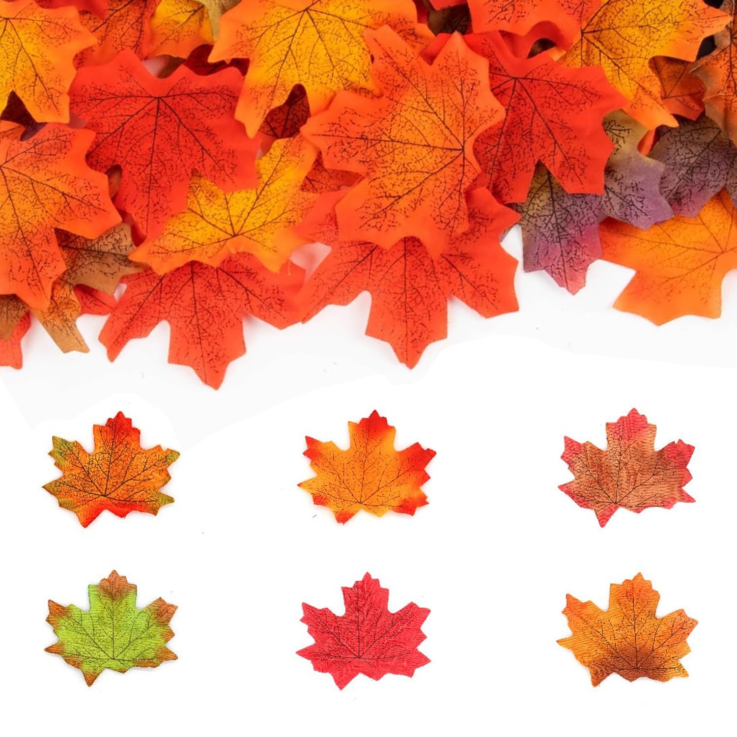 Fake Fall Leaves 100 Pcs Artificial Maple Leaves Decor Fake Fall Leaves for Scra