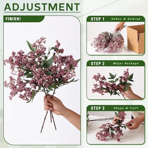 Set of 6 Dusty Plum Artificial Nandina Berry Stems – 17″ Realistic Faux