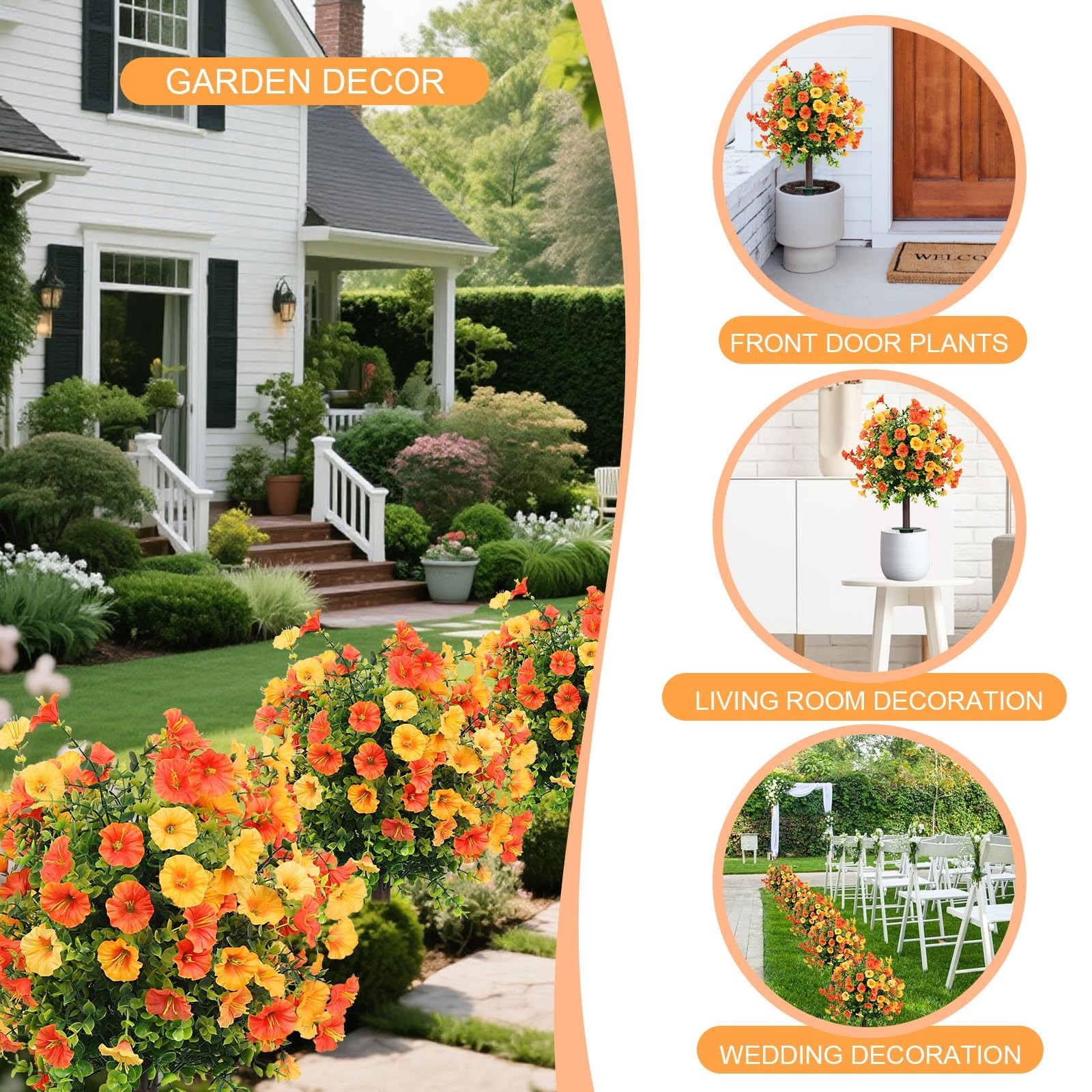 Set of 2 UV Resistant Artificial Shrubs – Fake Bushes for Patio, Porch, Garden D