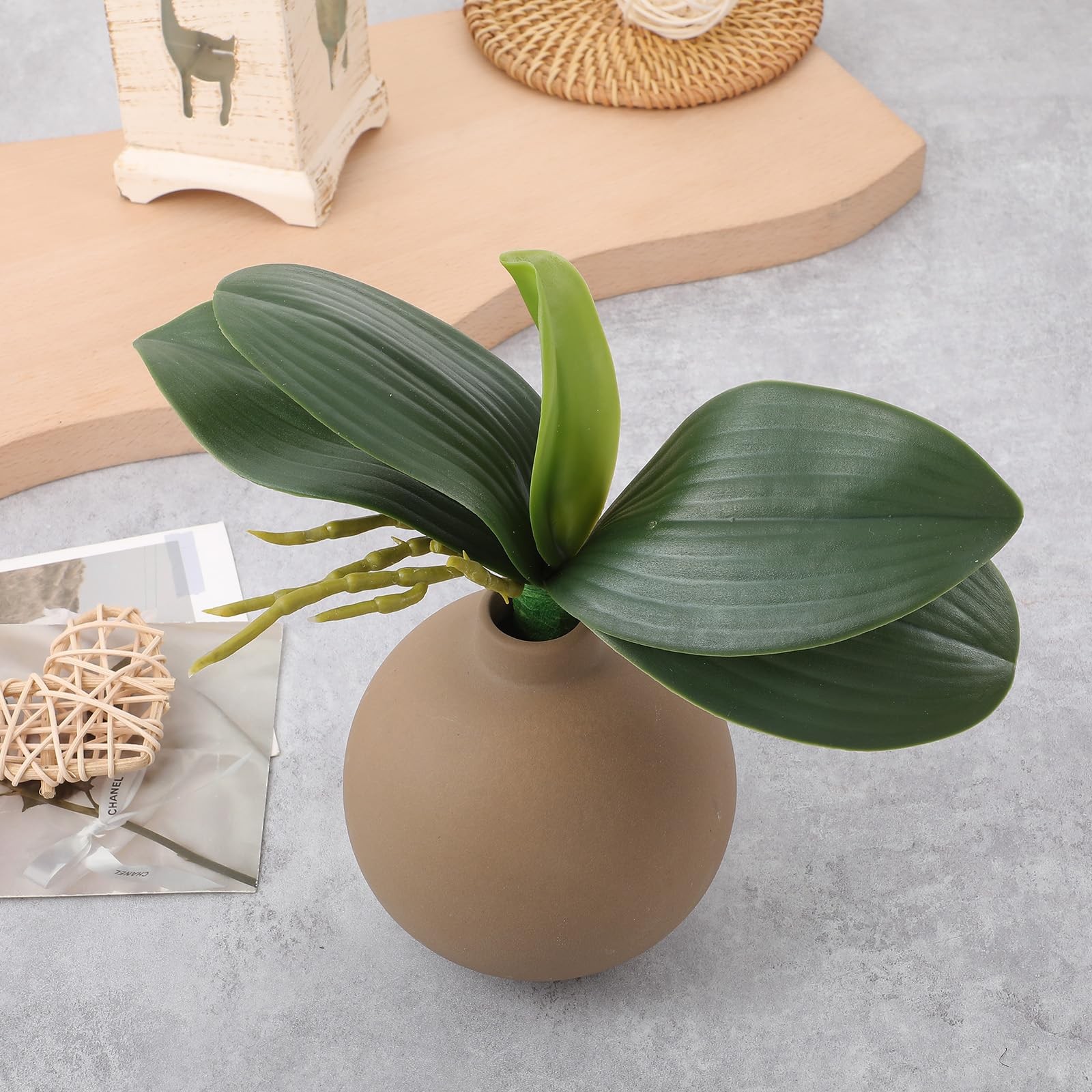 2 Pcs Orchid Leaves Artificial Real Touch Faux Phalaenopsis Stems Leaf 8 Inch…