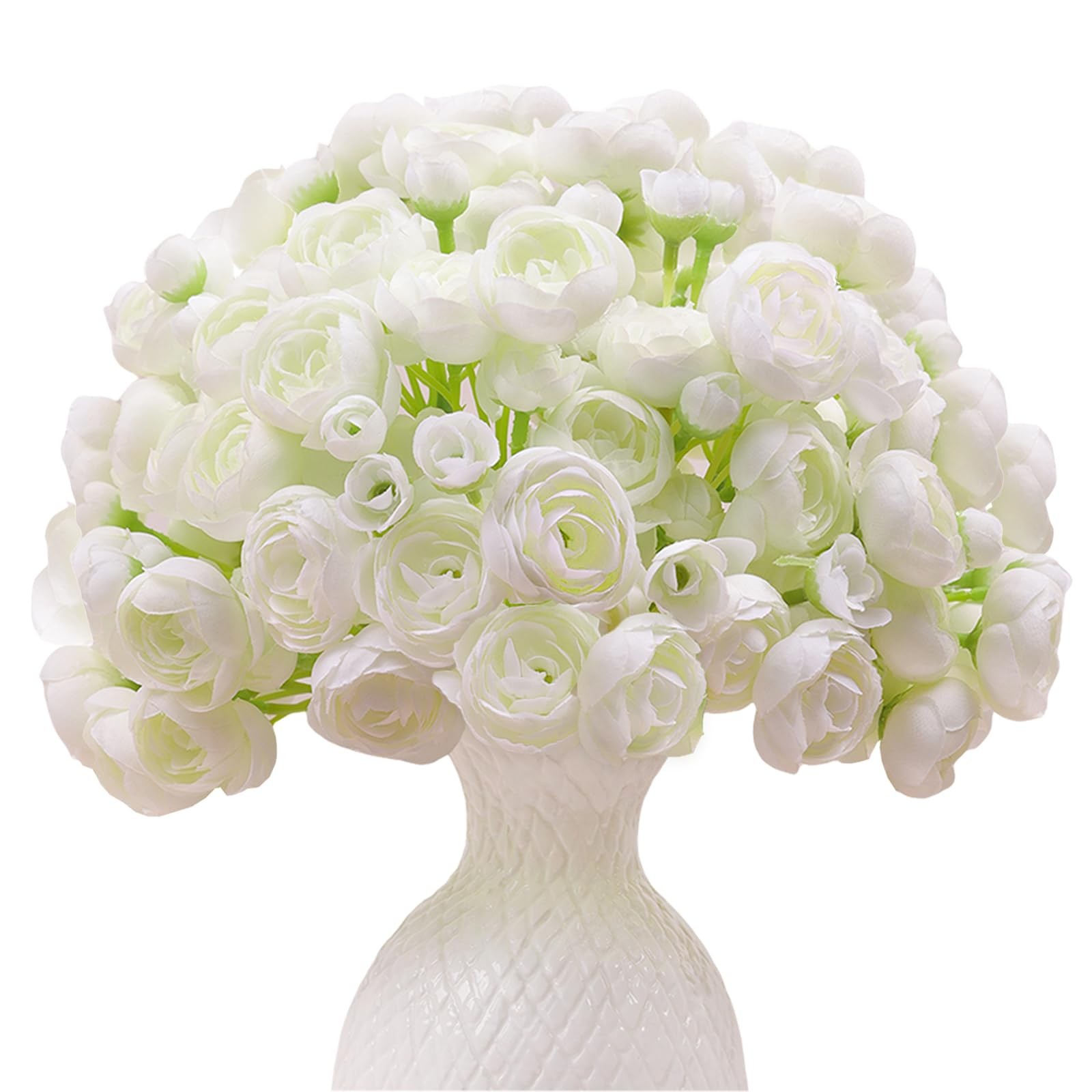 32Pcs Ivory White Real Touch Ranunculus Artificial Flowers