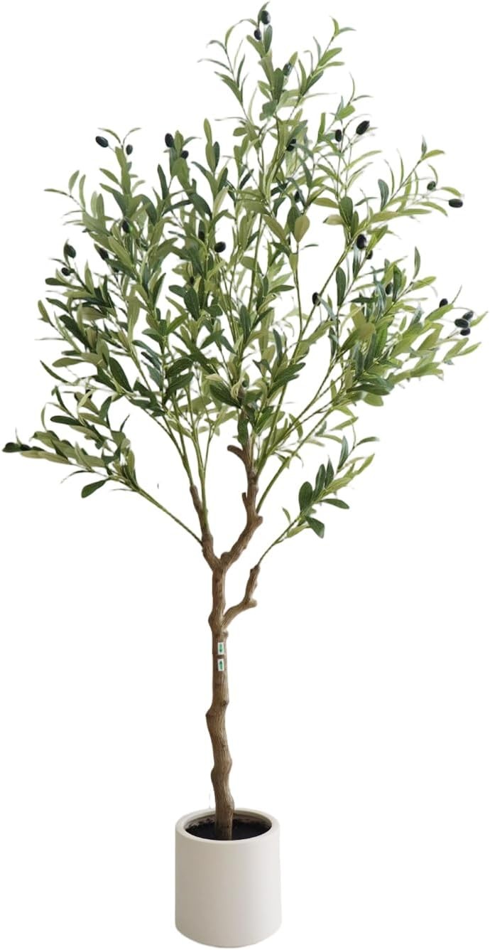 Artificial Olive Tree 5/6/7FT Tall Fake Plants with White Pot for Home Office