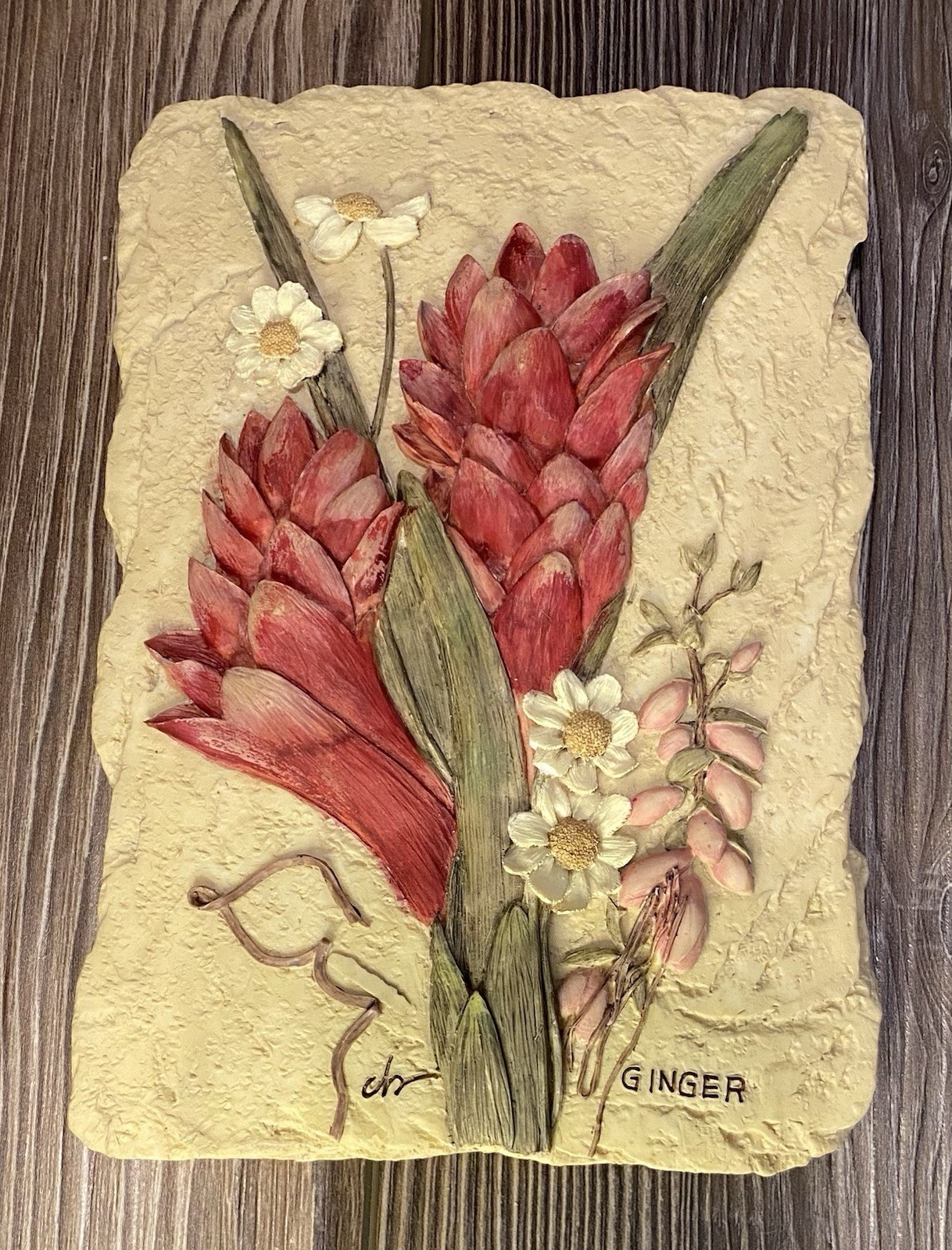Set of 3 CHERI BLUM (CB) Botanical Floral 3D Wall Plaques Ginger, Rose & Protea