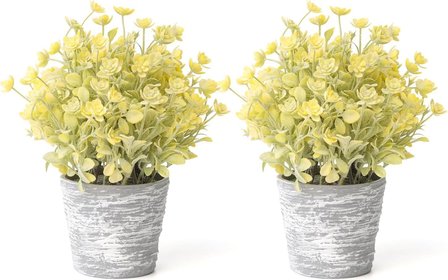 2 Pack Faux Small Desk Plants in Vintage Pots – Yellow Spring Decor