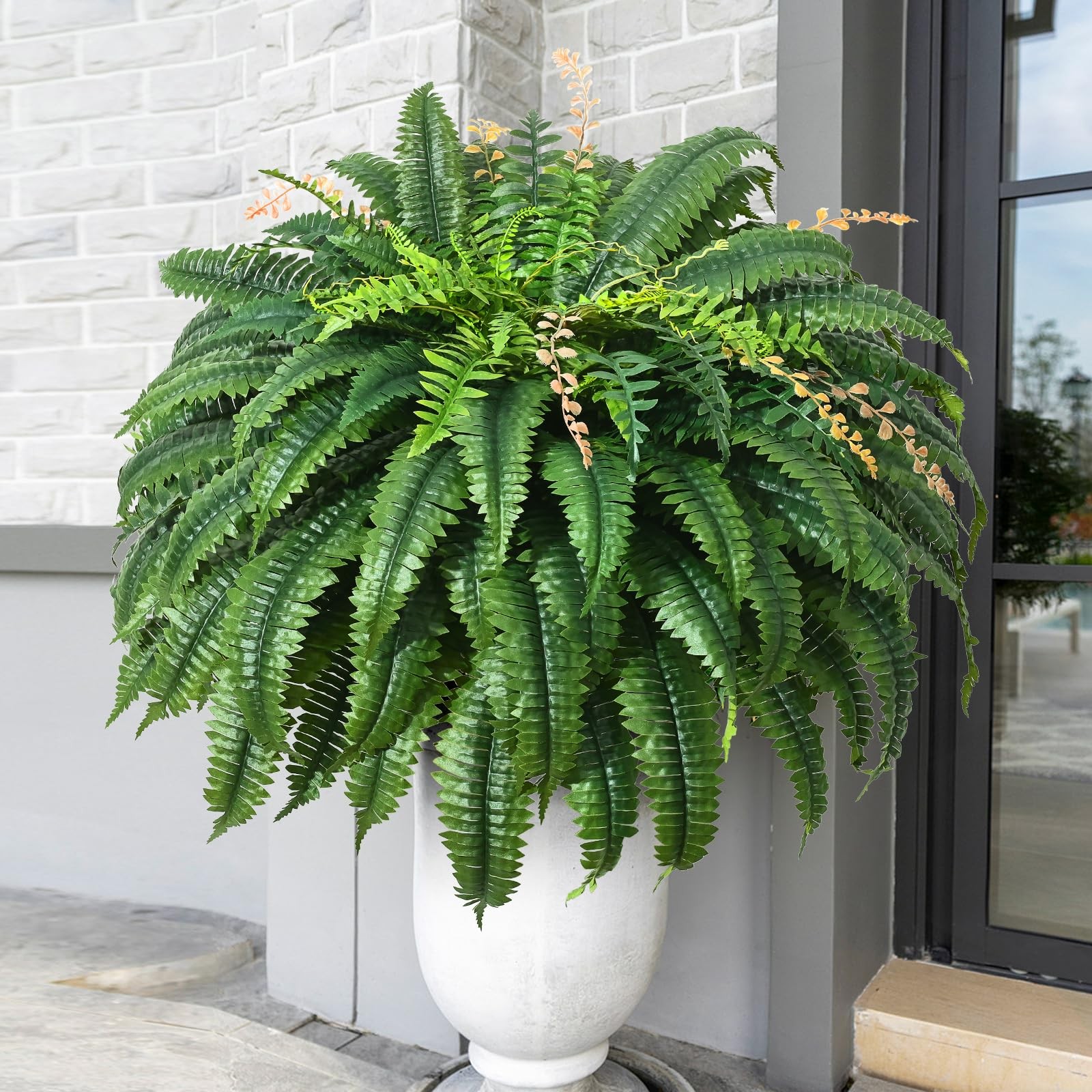 2Pcs 48”/128 Leaves Artificial Ferns for Outdoors Look Real Fake Ferns, Larg…