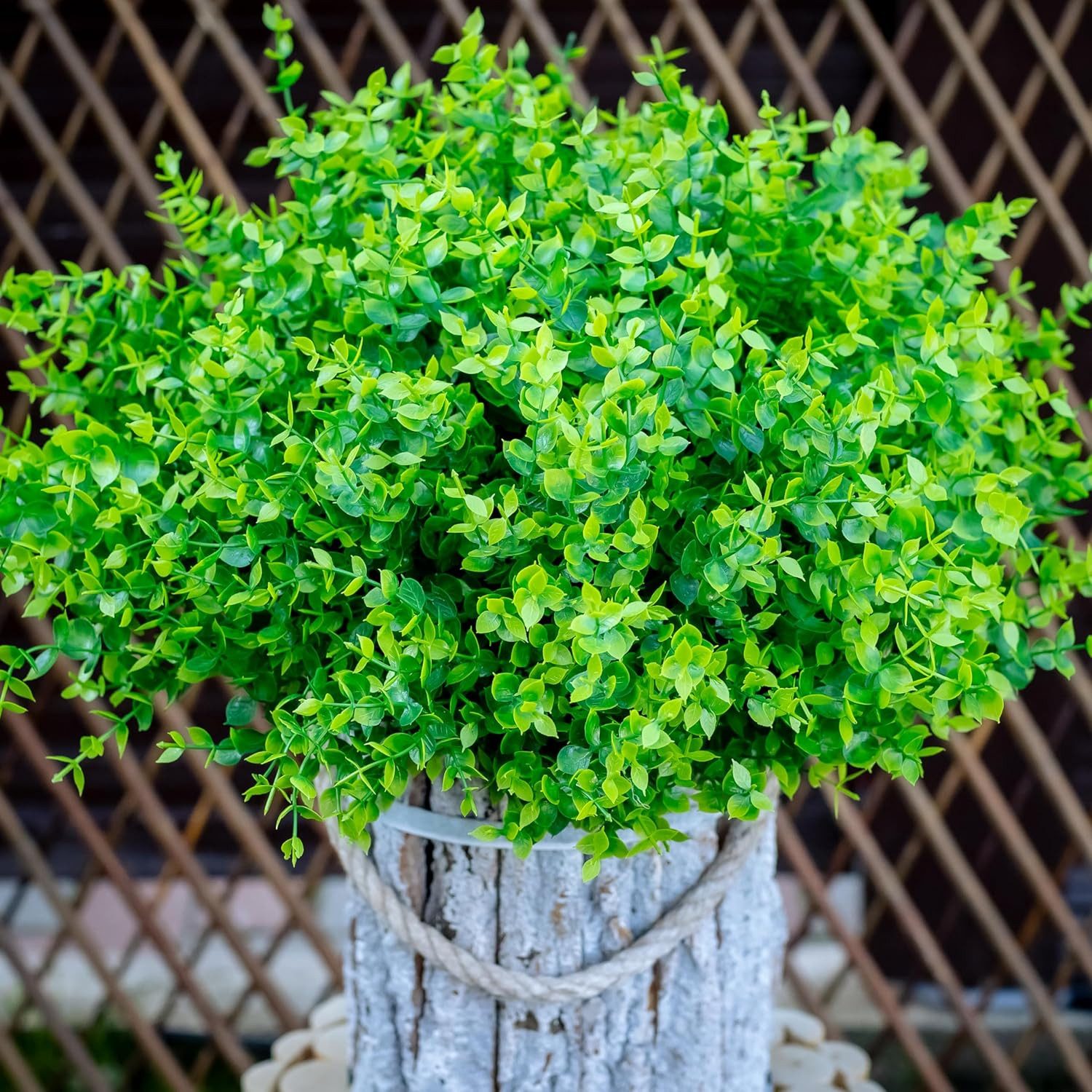 Fake Plants Flowers Outdoor Artificial Shrubs – 16 Bundles UV Resistant No Fade