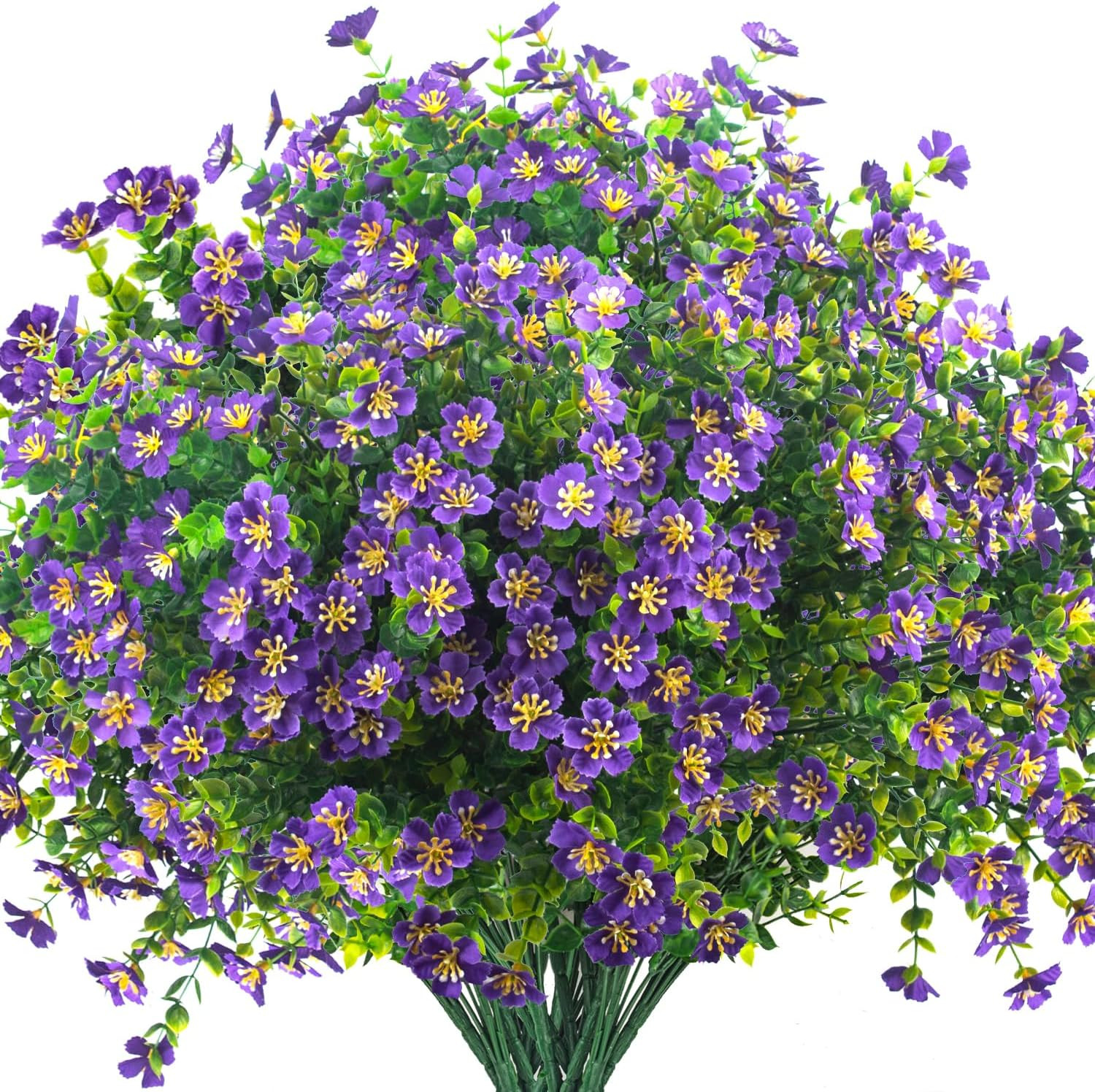 Outdoor Artificial Flowers UV Resistant & Fade Proof, 12 Pack Realistic Fake Flo