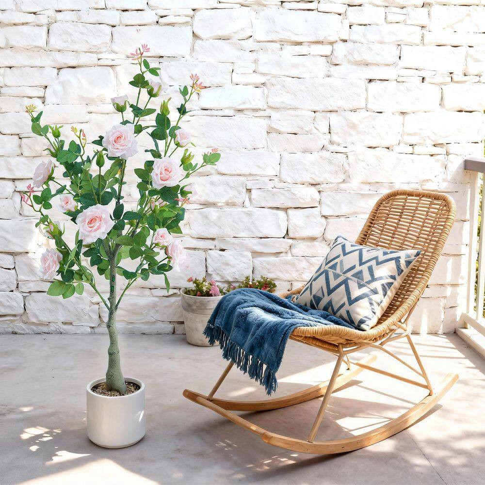 4 Ft. 2-Pieceartificial Pink Roses, Artificial Plant Made of Silk and Plastic, D