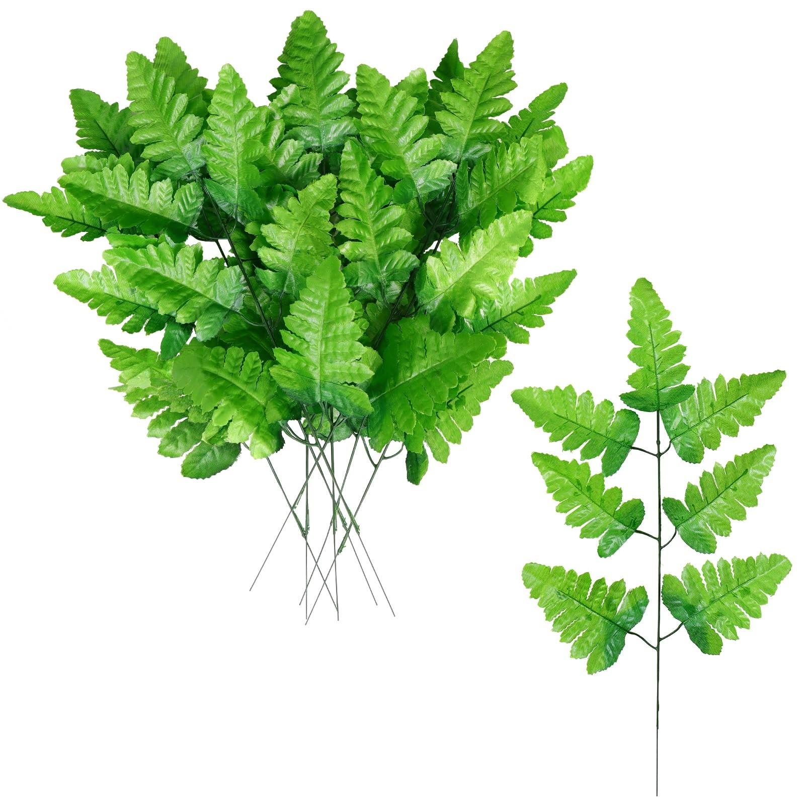 TOCHGREEN 48 PCS Artificial Silk Leather Leaf Fern Picks Artificial Greenery …