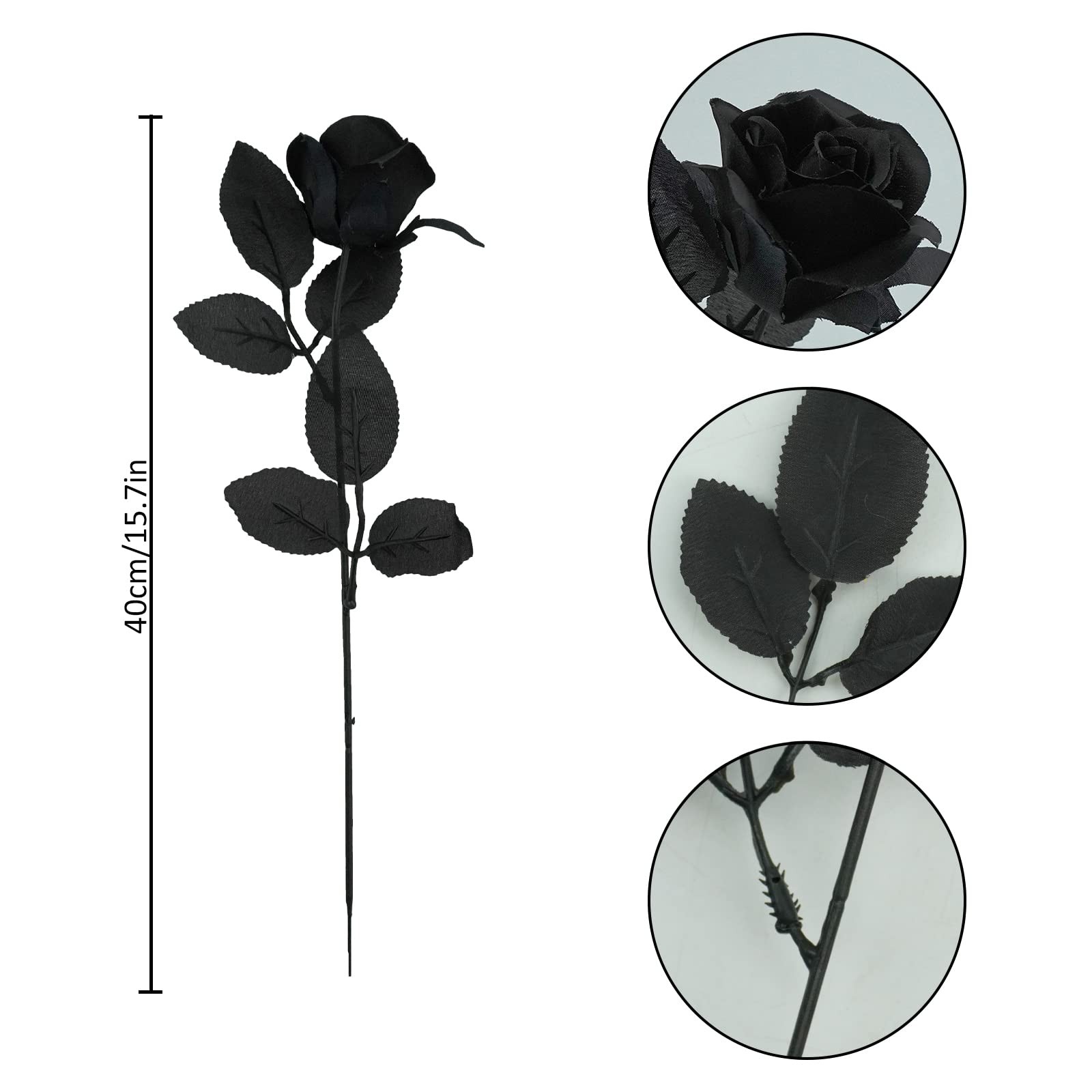 5Pcs Roses Artificial Flowers, Black Roses Artificial Flowers Fake Flower Sil…