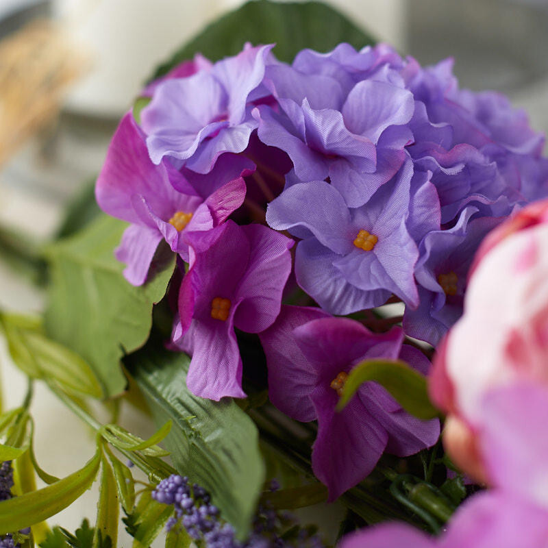 30″ Purple & Pink Artificial Hydrangea, Peony, and Freesia Floral Bundle