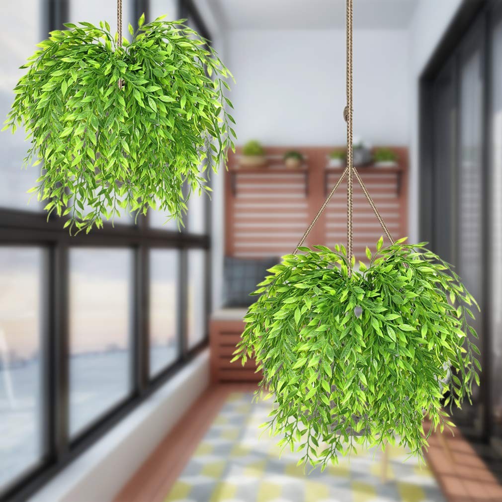 Artificial Weeping Willow, Plastic Plants Greenery Shrubs, Fake Hanging Vine …