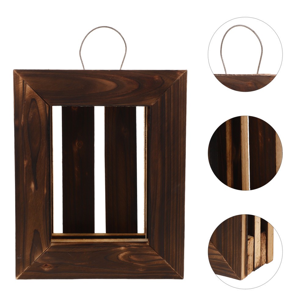Natural Wood Vertical Wall Mounted Orchid Planter with Staghorn Fern Mount Frame