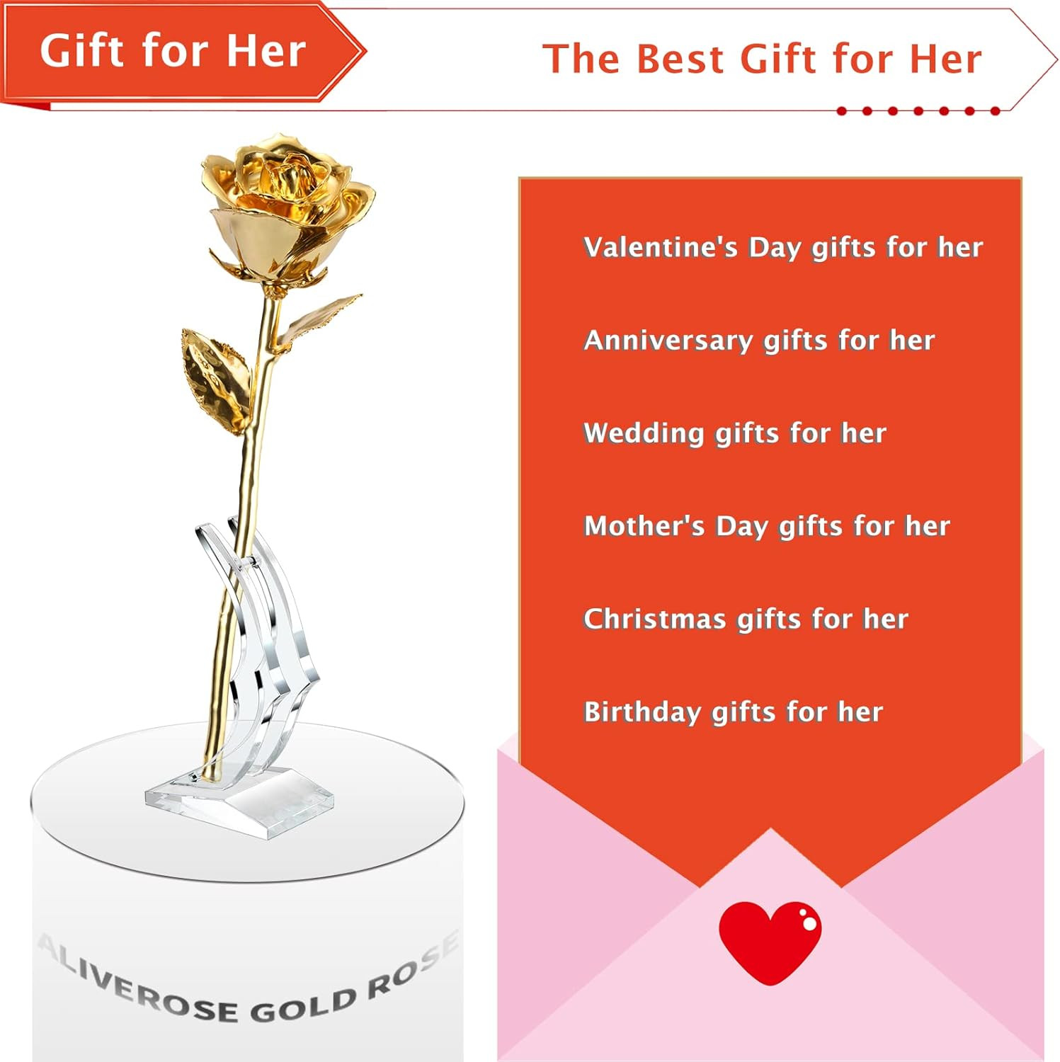 24K Gold Dipped Rose – Unique Gift for Anniversary, Valentine, Mother’s Day