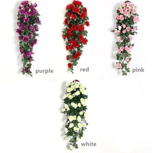 90cm Garland Vine Artificial Flower Red Fake Ivy Plant Home Garden Party Decor