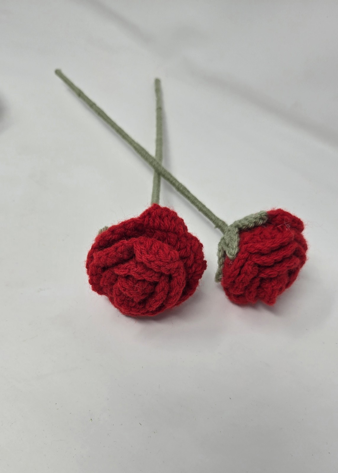 Vintage Handmade Crochet Flower Bouquet 7 Roses Lavender Heart VASE NOT Included